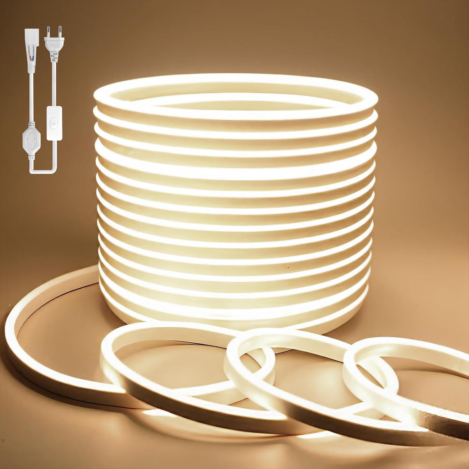 Athlix LED-Streifen Neon COB Streifen Weiß LED Strip, Wasserdicht Innen Außen, IP65 Wasserdicht, 120 LEDs pro Meter, zuschneidbar