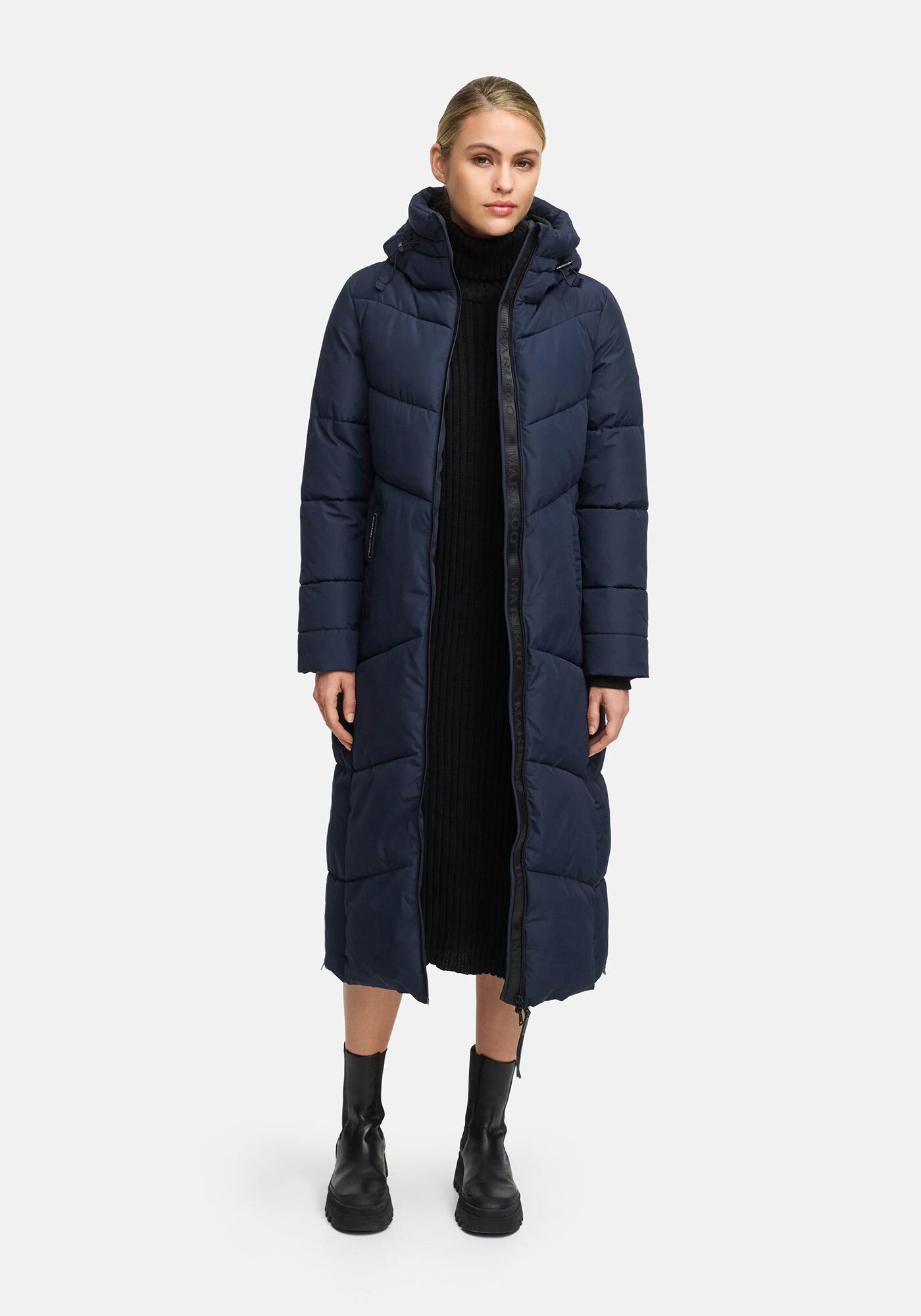Marikoo Winterjacke Firella extra lange Passform mit seitlichen Schlitzen