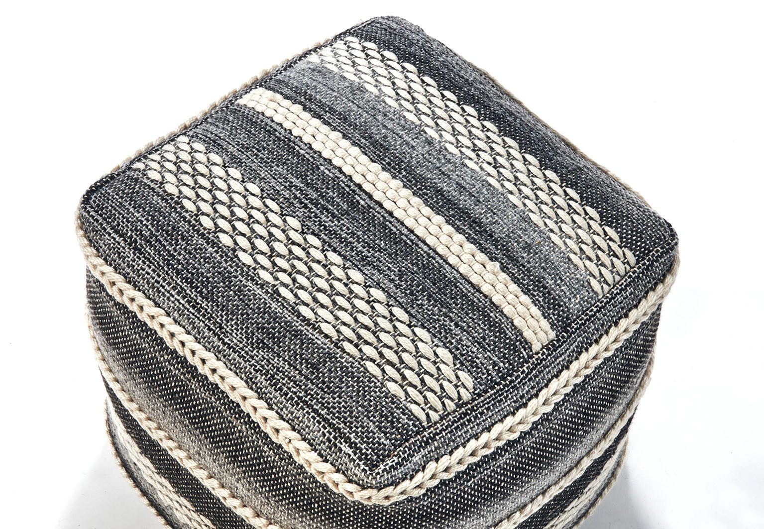 Kobolo Sitzwürfel Sitzpouf Pouf YIN aus Baumwolle mit Muster (1 Stück, Nachhaltig)