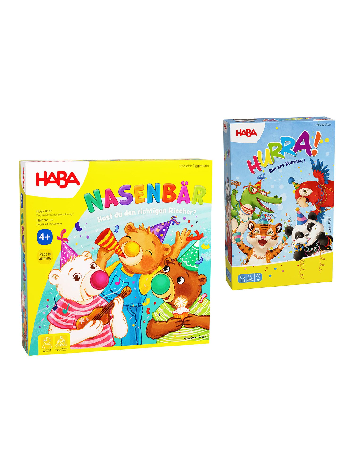 Haba Spielesammlung Hurra & Nasenbär, Spiele Set, Spielbox, Brettspiel Sammlung