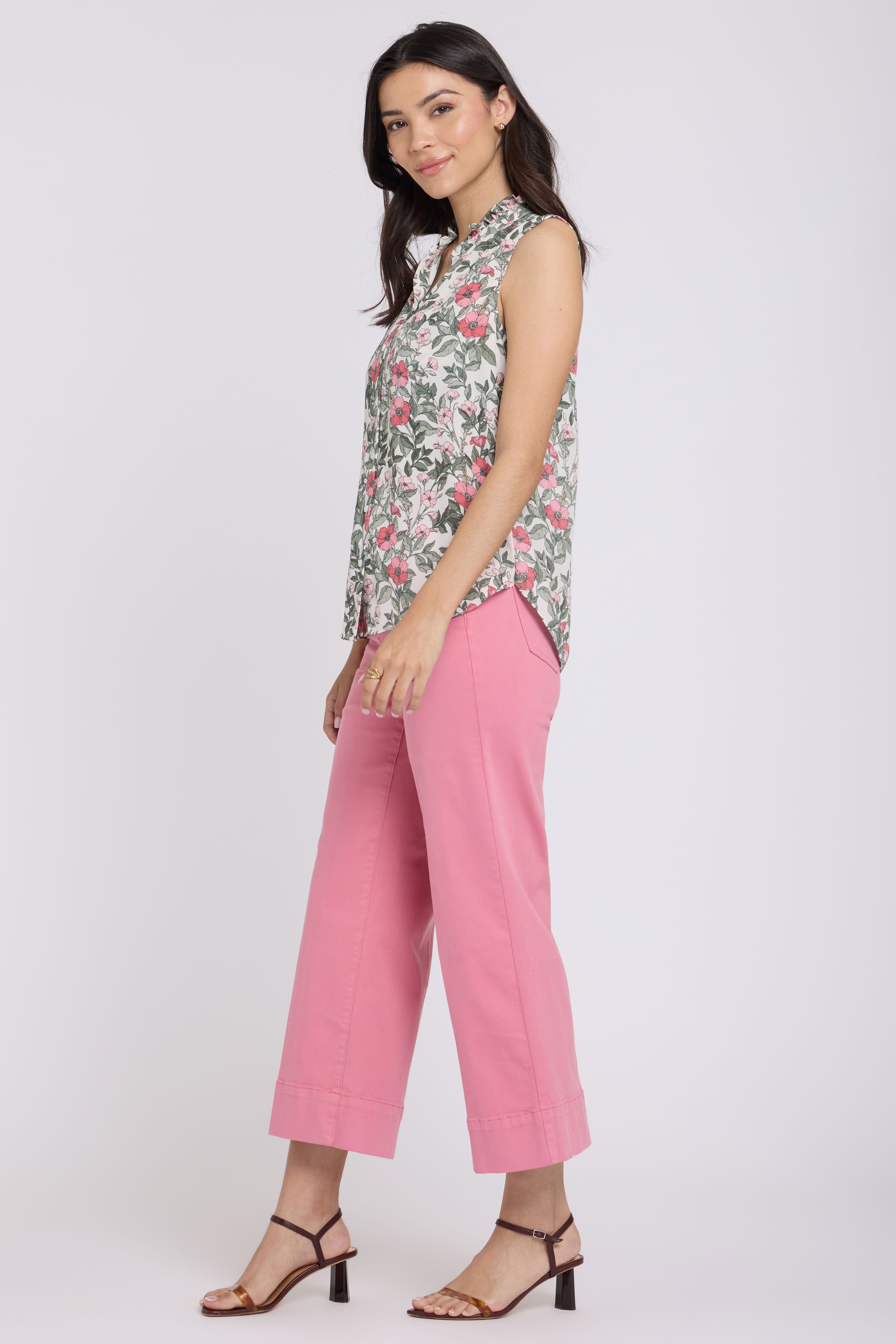 NYDJ Blusentop Ärmellose Ruffle Neck Bluse