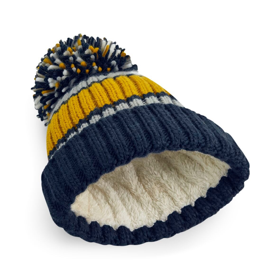 Beechfield® Bommelmütze modische Herren Mütze / Wintermütze / Bommelmütze / Strickmütze übergroßer Bommel - Robuster Ripp-Strick