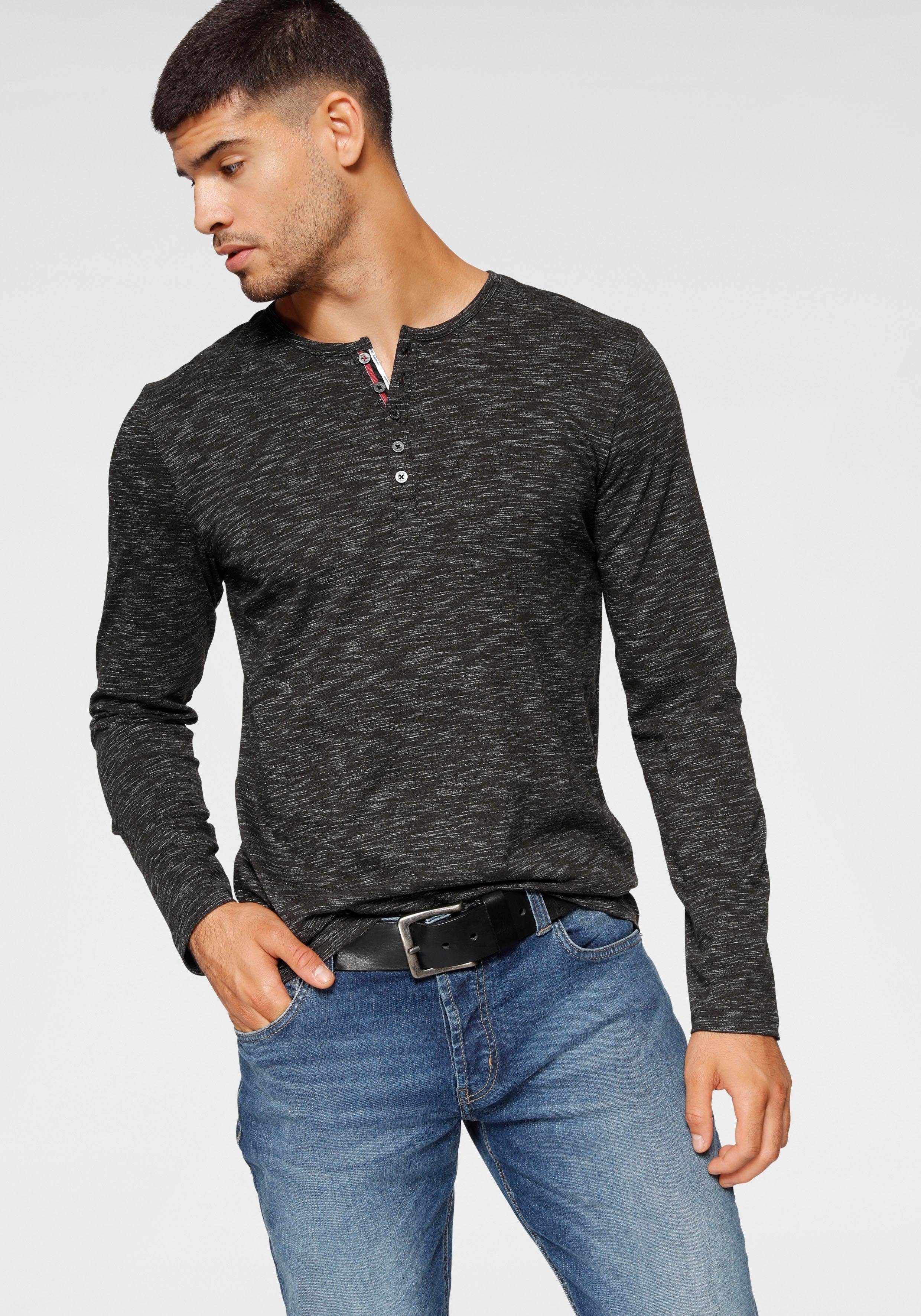 Bruno Banani Langarmshirt schmale Passform, melierte günstig online kaufen