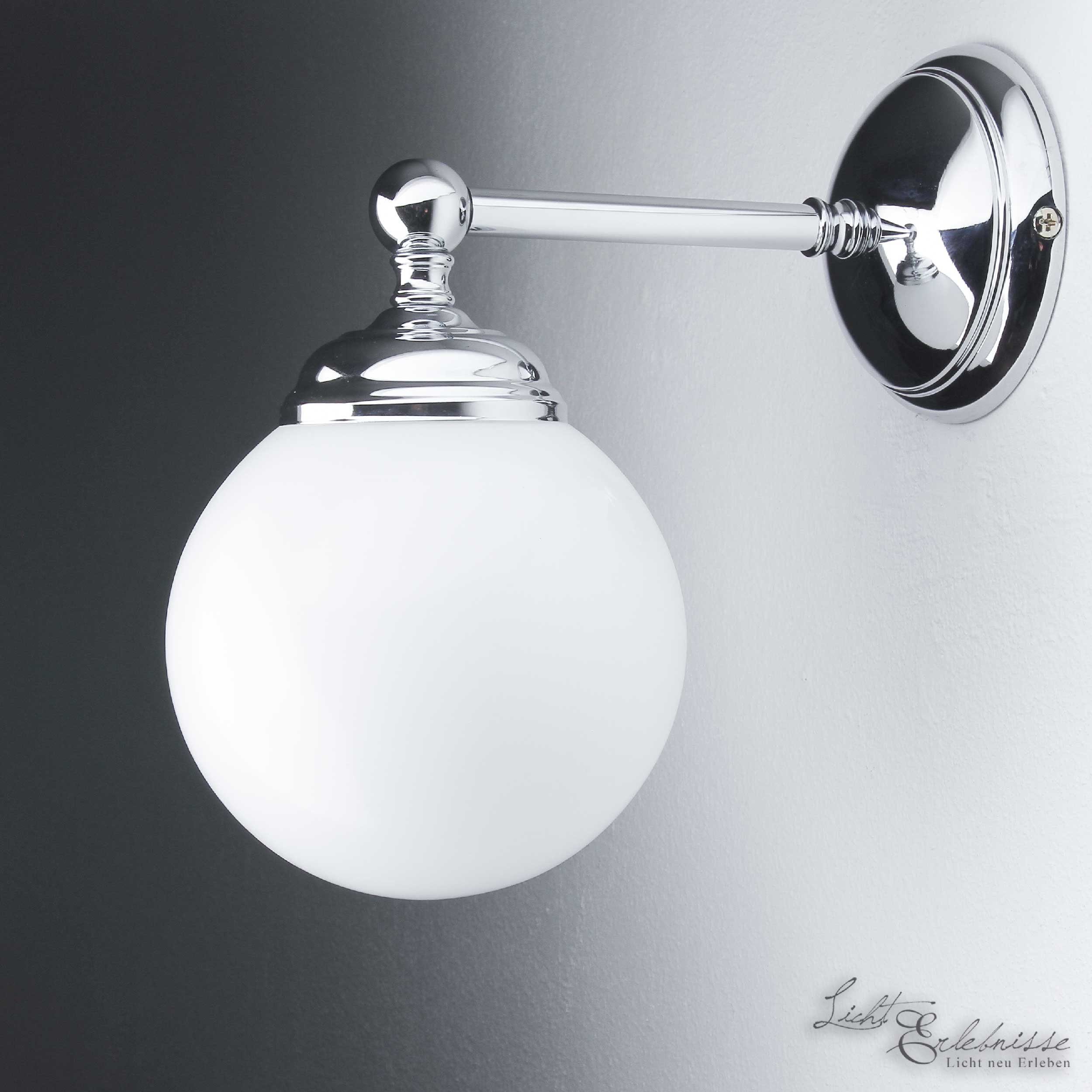 Weiß Wandleuchte Licht-Erlebnisse Verchromt Rund Handarbeit Wandlampe ohne Leuchtmittel, Schlafzimmer SATURNO, Echt-Messing