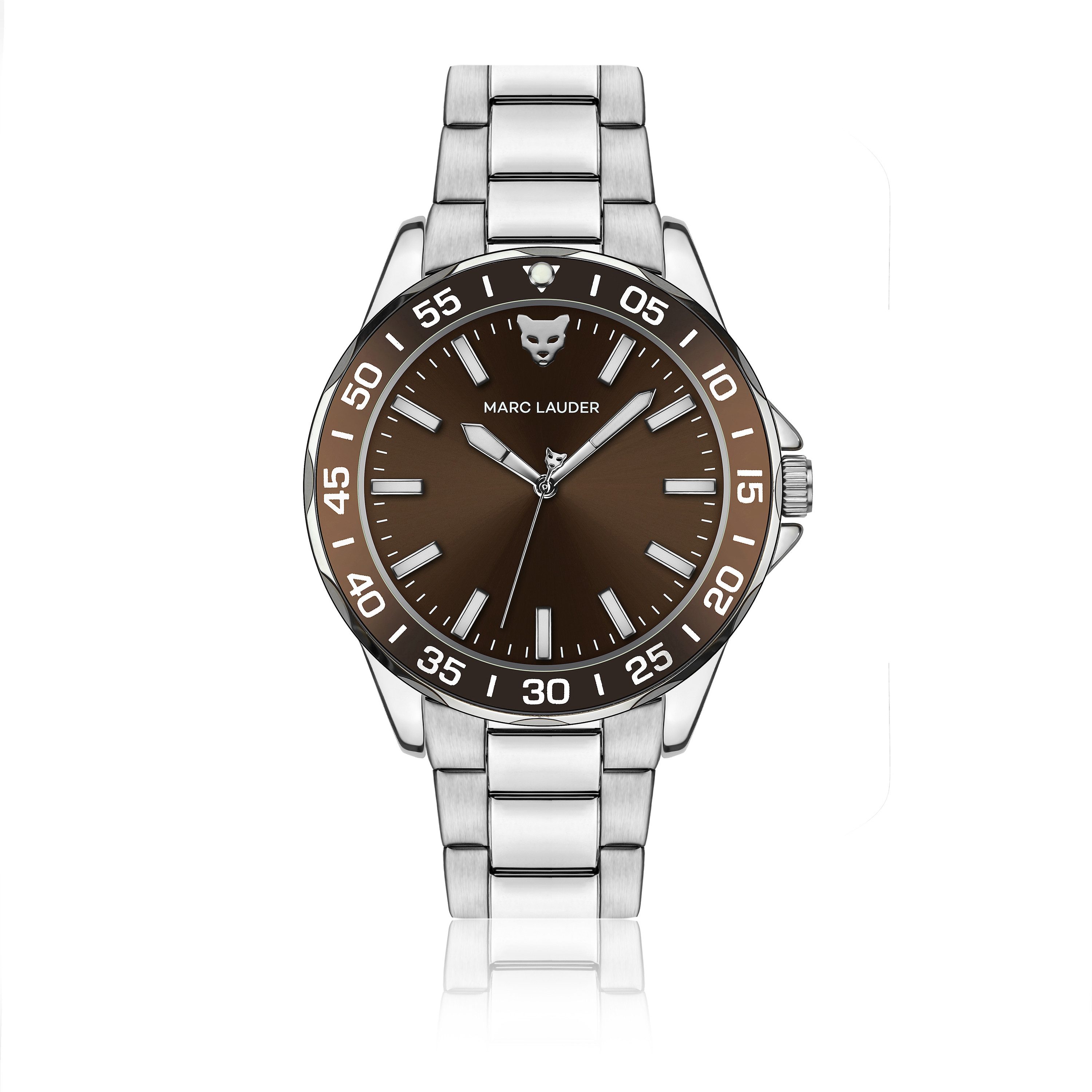 MARC LAUDER Quarzuhr ME3-B262S Ljublijana Chocolate brown sunray Link Stainless steel