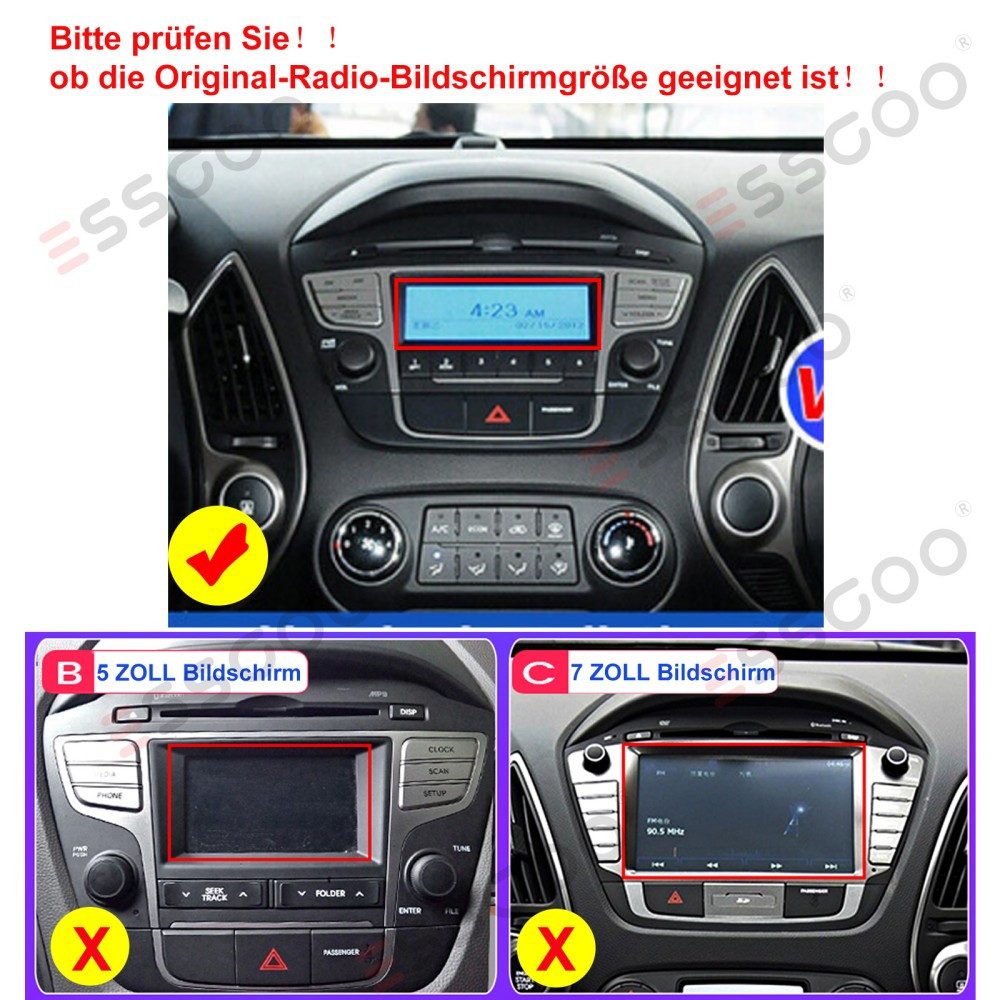 ESSGOO 4G DAB+ Für Hyundai ix35 2010-2015 Tucson Autoradio Carplay 6+128G Autoradio (6GB+128GB, RDS, Digitalradio (DAB), FM, AM, Carplay Android Auto Bluetooth EQ USB GPS Navi WIFI Touchscreen)