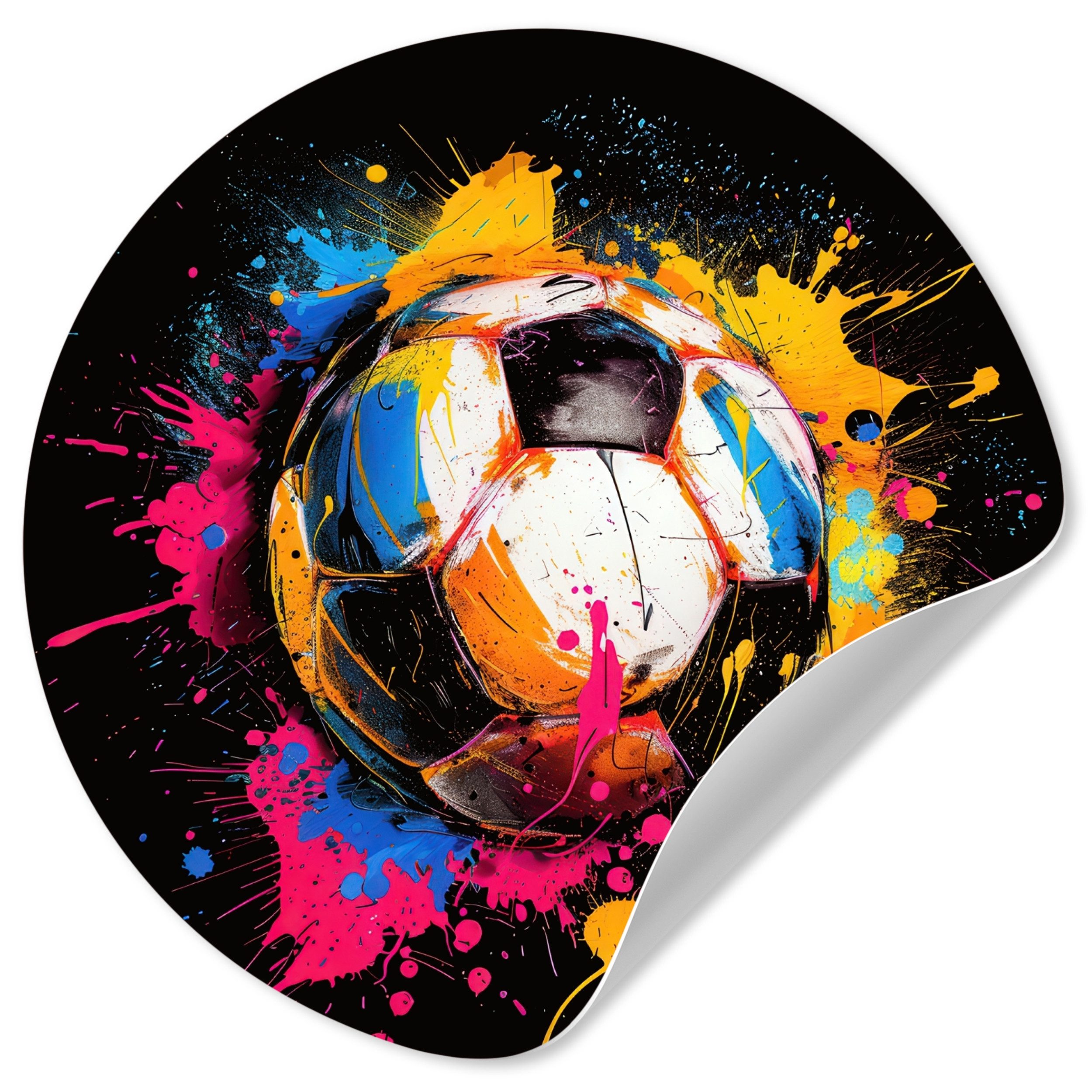 MuchoWow Wandsticker Graffiti - Sport - Fußball - Farbe - Ball (1 St), Wandtattoo Selbstklebend, Wohnzimmer Deko Aufkleber, 30x30 cm