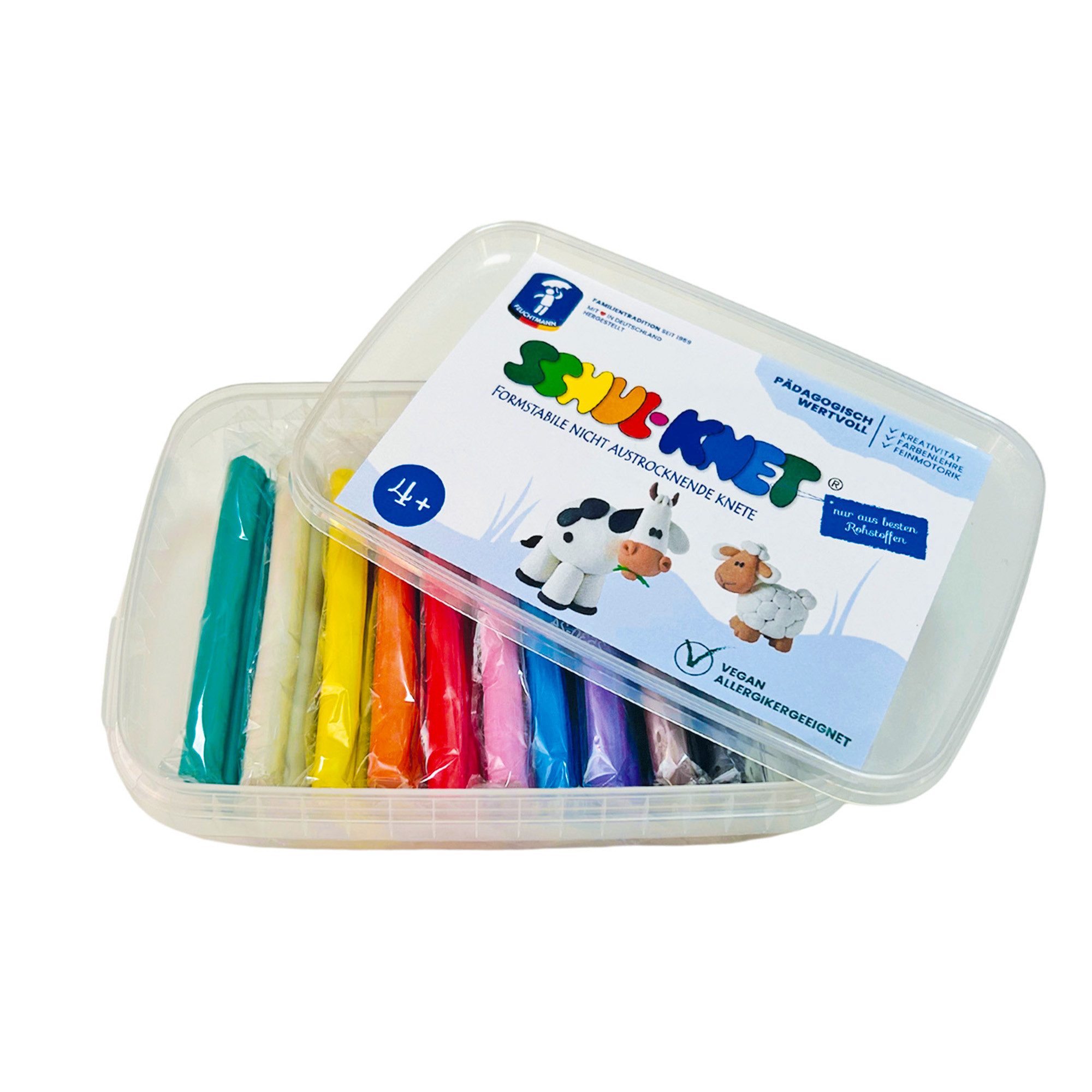 Feuchtmann Modelliermasse SCHUL-KNET Box Maxi (10-tlg), 10 x 40g vegane und glutenfreie Kinderknete nicht trocknend