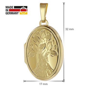 trendor Kette mit Anhänger Medaillon mit Kette Gold plattiertes 925 Silber