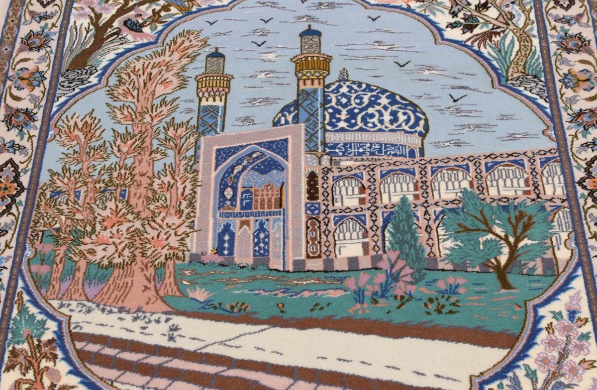 Orientteppich Isfahan Handgeknüpfter rechteckig, 8 Orientteppich, Nain mm Seidenkette Höhe: Trading, 97x134