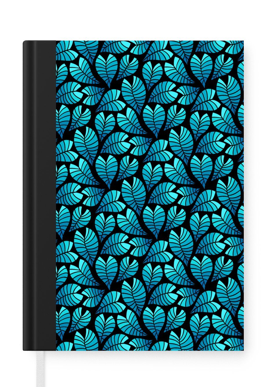 MuchoWow Notizbuch Dschungel - Blau - Blatt - Pflanzen - Muster, Journal, Merkzettel, Tagebuch, Notizheft, A5, 98 Seiten, Haushaltsbuch | Notizbücher