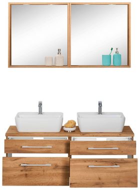 HELD MÖBEL Badmöbel-Set Davos, (3-St), 2 Spiegel mit mit 2 Touch-LED-Einbauleuchten