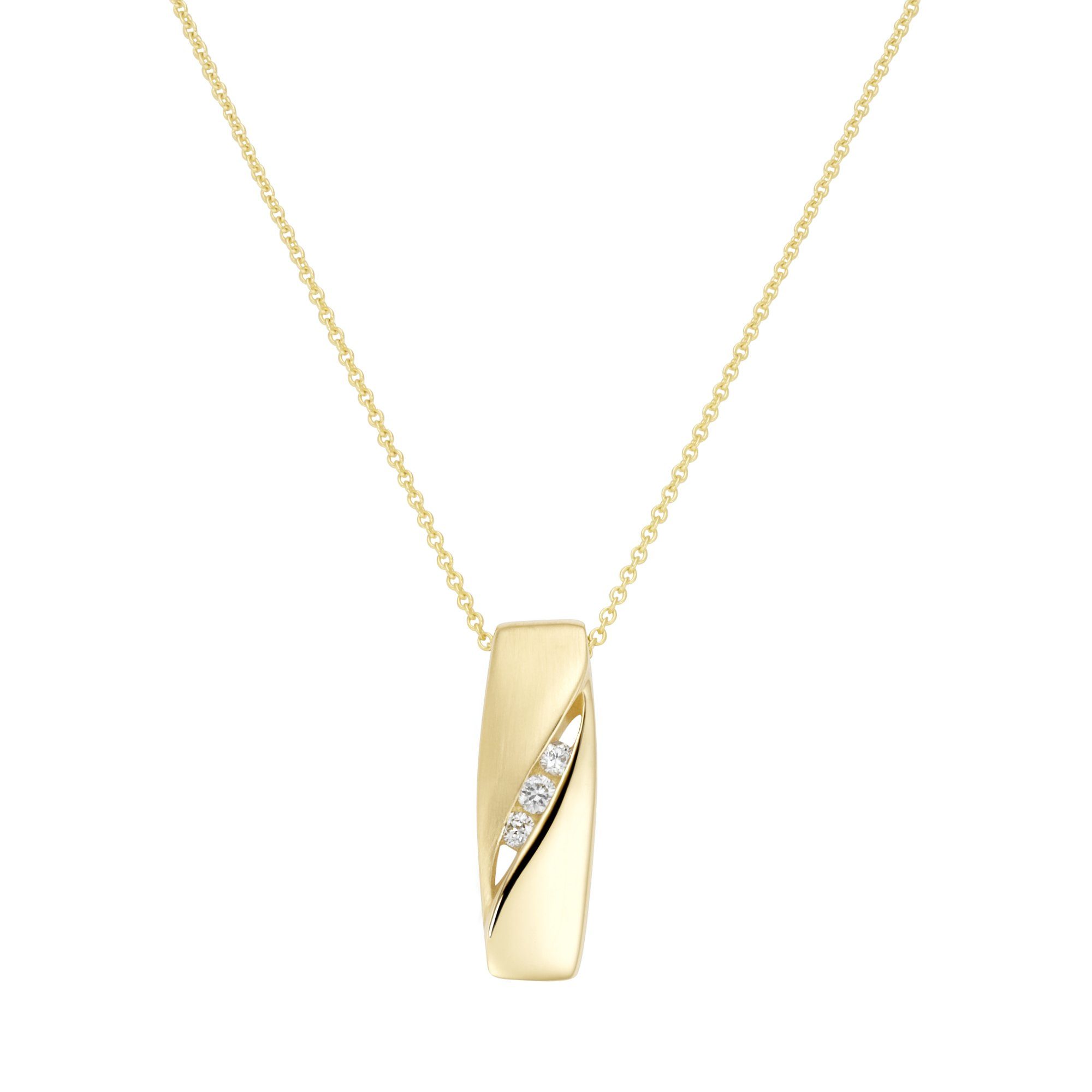Kette mit Anhänger Anhänger matt, glanz, länglich, mit Brillanten, Gold 585