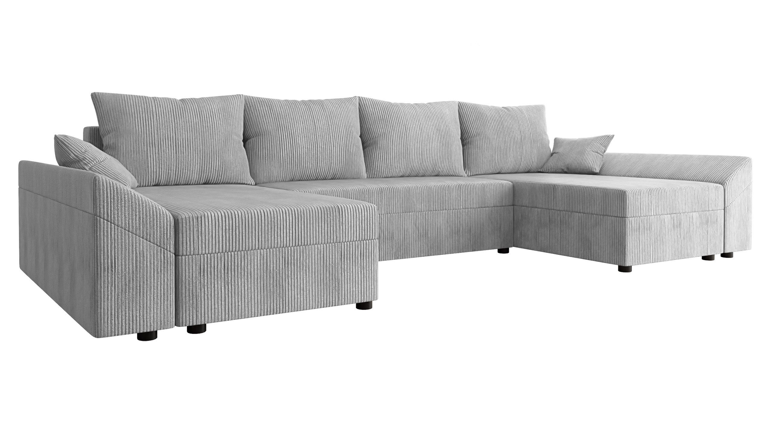 MIRJAN24 Wohnlandschaft Dante U Cord, mit Schlaffunktion und Bettkasten, 5 Sitzer, Symmetrisches U-Form