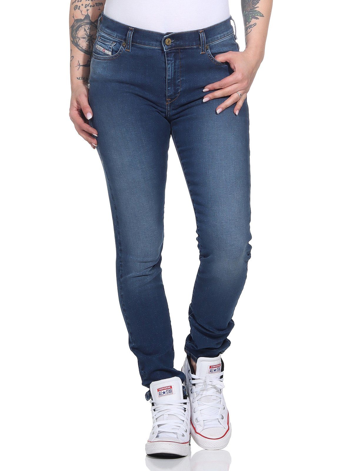 Diesel Röhrenjeans Diesel Damen Jeans D-ROISIN 5-Pocket Style, Regular Waist, Länge: 32