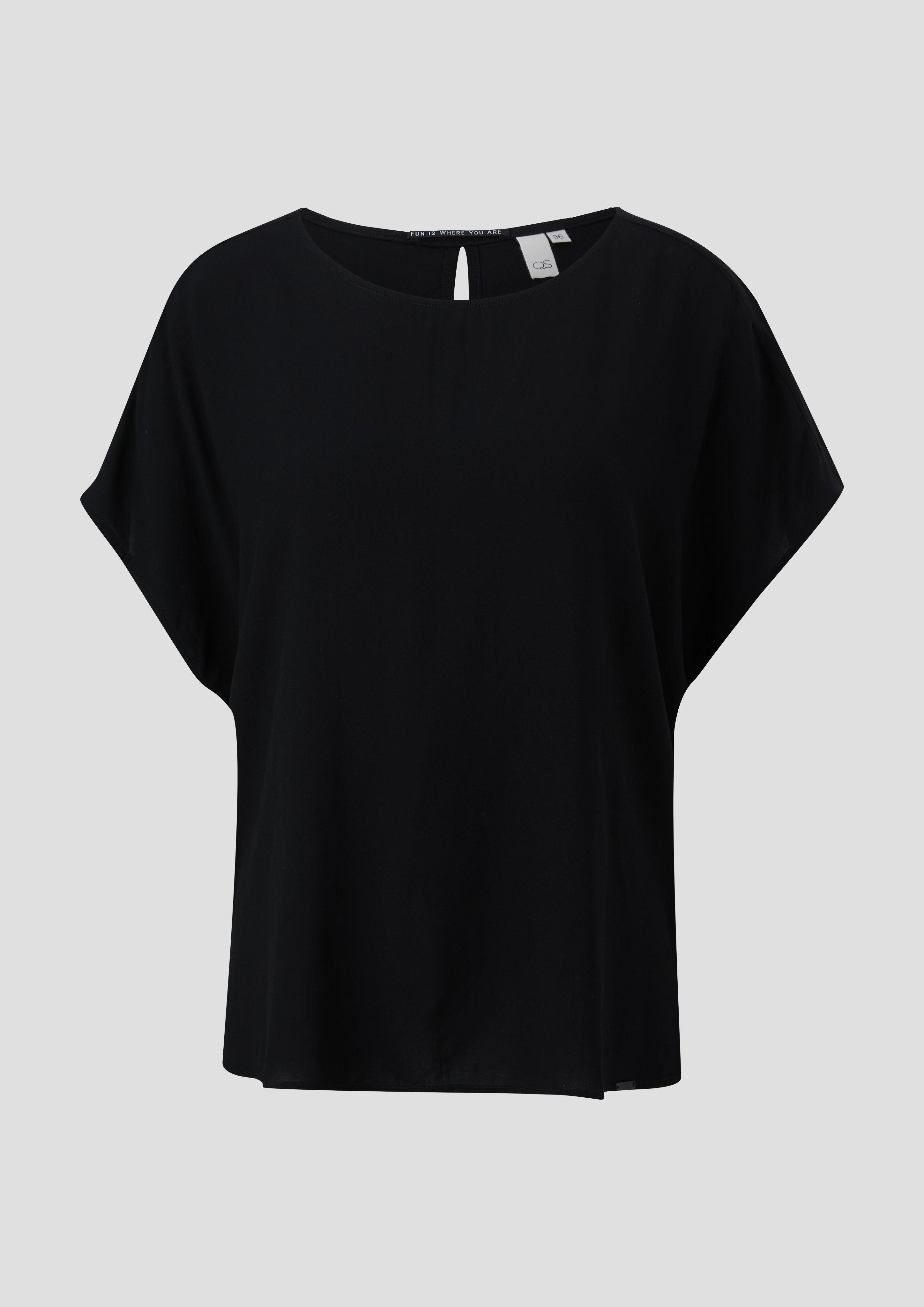 QS Kurzarmbluse Oversized Viskose-Bluse mit verlängertem günstig online kaufen