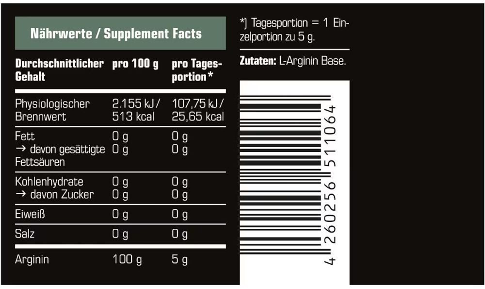 SRS NUTRITION SRS Nutrition Arginin, 250g Pulver