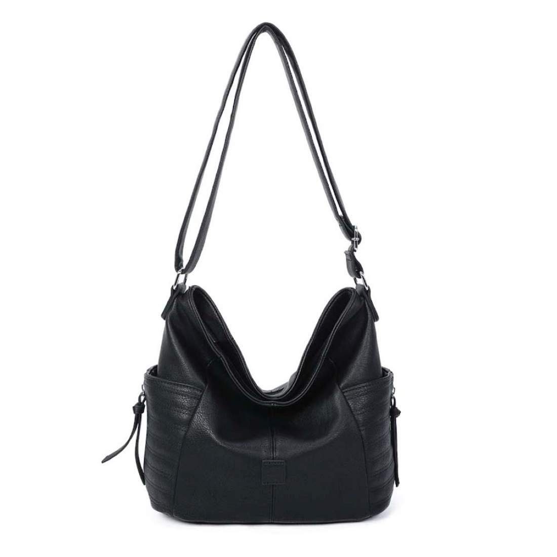 ITALYSHOP24 Schultertasche Damen Tasche Shopper CrossOver, als Handtasche, Umhängetasche, Hobo Bag tragbar