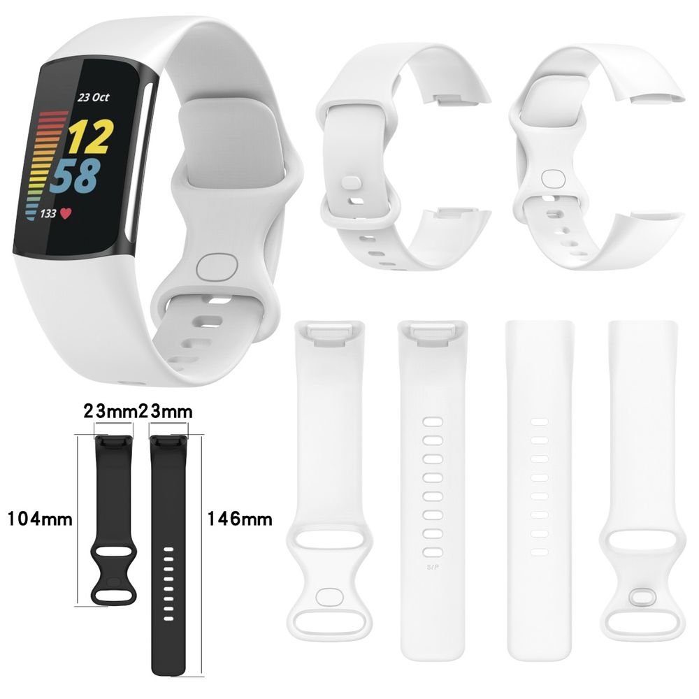 Wigento Smartwatch-Armband Für Fitbit Charge 6 / 5 Silikon Watch Smart Sport Band Frauen Größe S