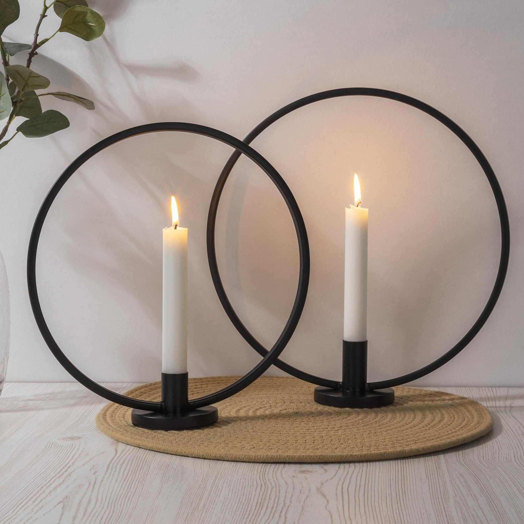 habeig Kerzenhalter 2er Set Kerzenhalter-Ring schwarz