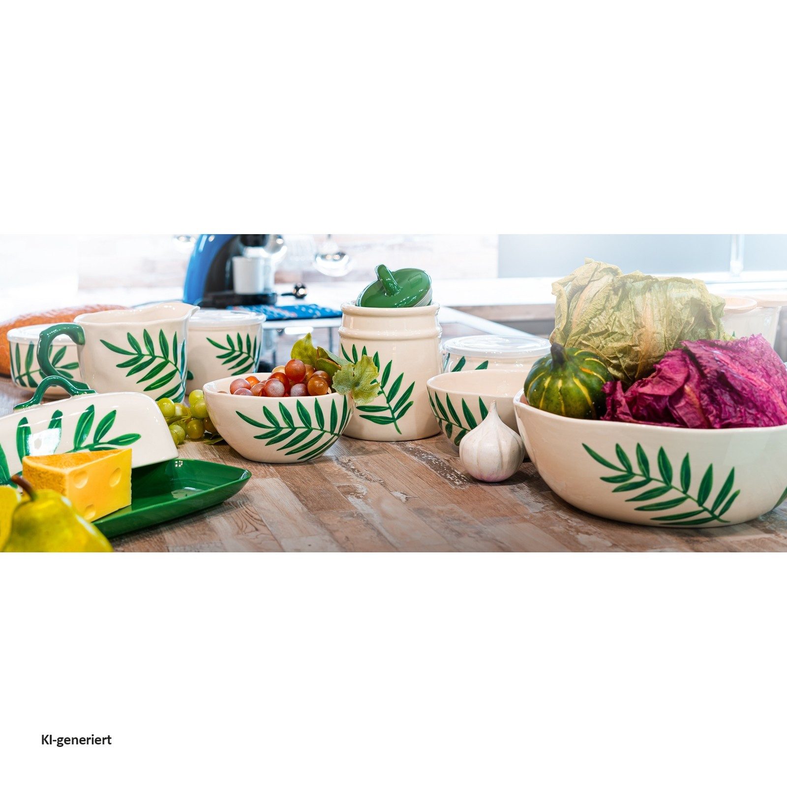 Neuetischkultur Servierschale Servierschale Keramik gemustert, Keramik, (Stück, 1-tlg), Obstschale, Salatschüssel