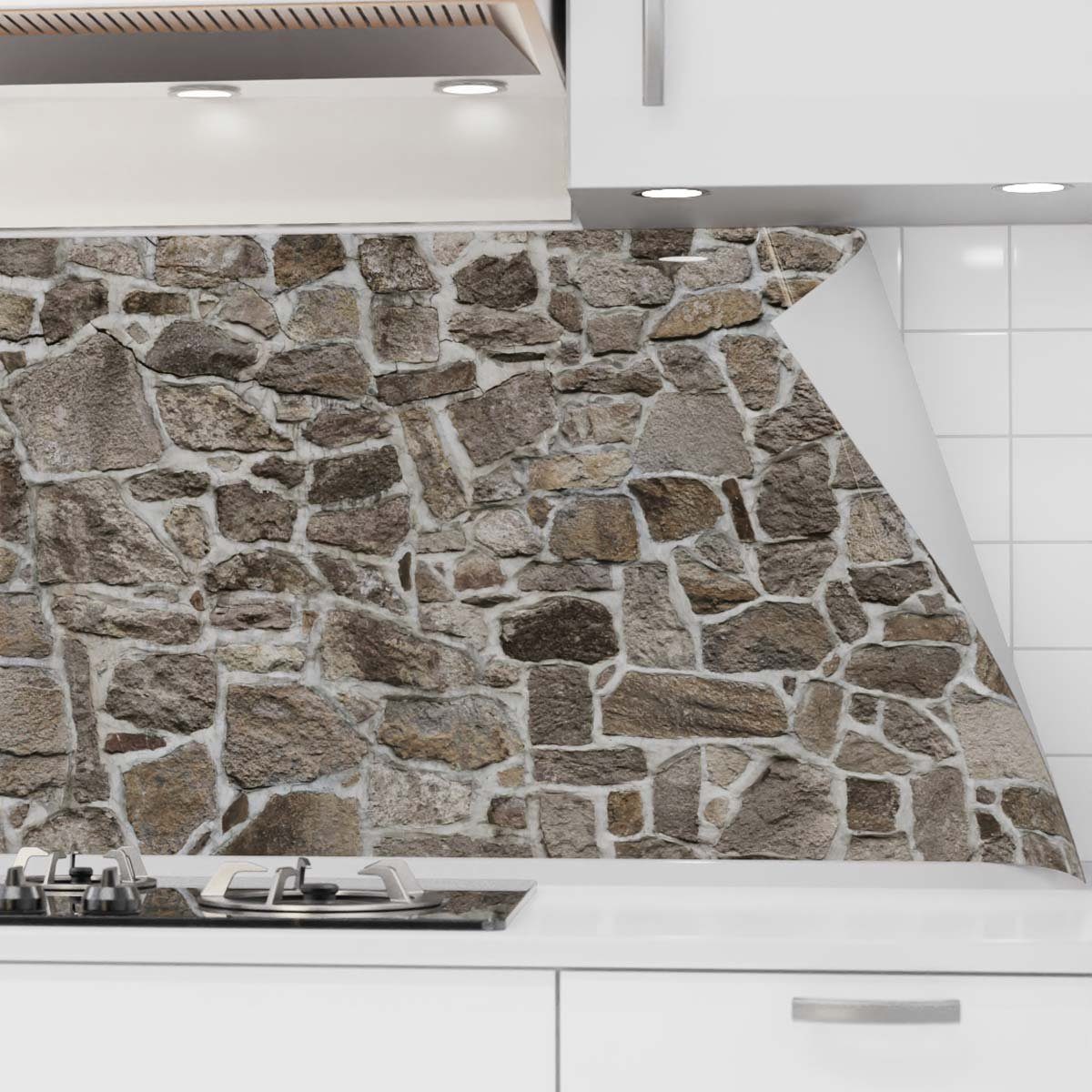 danario Küchenrückwand selbstklebend - Matt - Spritzschutz Küche - versteifte PET Folie Steinmauer