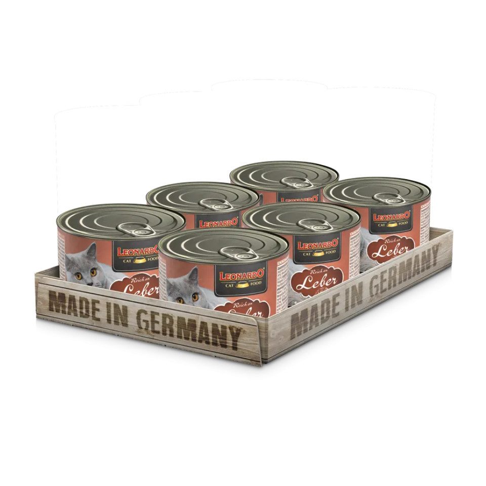 Leonardo Catfood Leber - hochwertiges Nassfutter ohne Getreide & Zuckerzusatz 6x200g, Nassfutter für: Katzen
