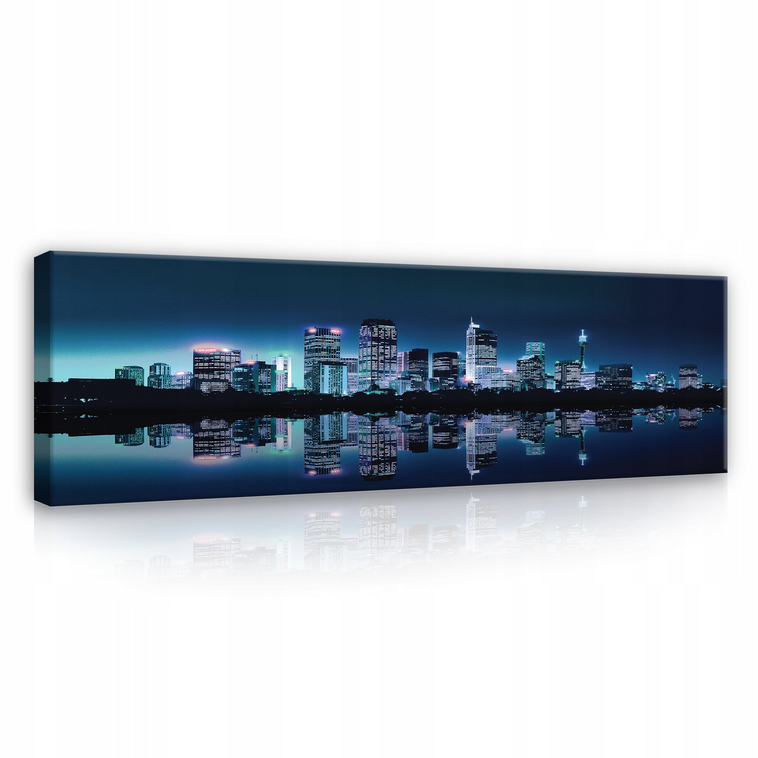 Wallarena Leinwandbild New York Stadt bei Nacht Wandbild 145x45 cm Groß XXL Wandbilder Leinwandbilder Modern Canvas Kunstdruck Bild Auf Leinwand Bilder Panoramabild für Wohnzimmer Schlafzimmer, New York (Einteilig), Aufhängefertig