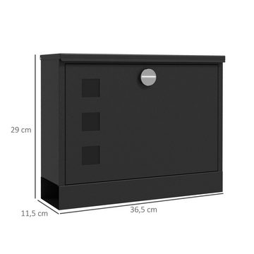 HOMCOM Briefkasten Postkasten mit 2 Schlüssel, Wandbriefkasten mit Zeitungsfach (Postfach, 1-St., Posteingang), Wasserabweisend, 36,5 x 11,5 x 29 cm, Schwarz