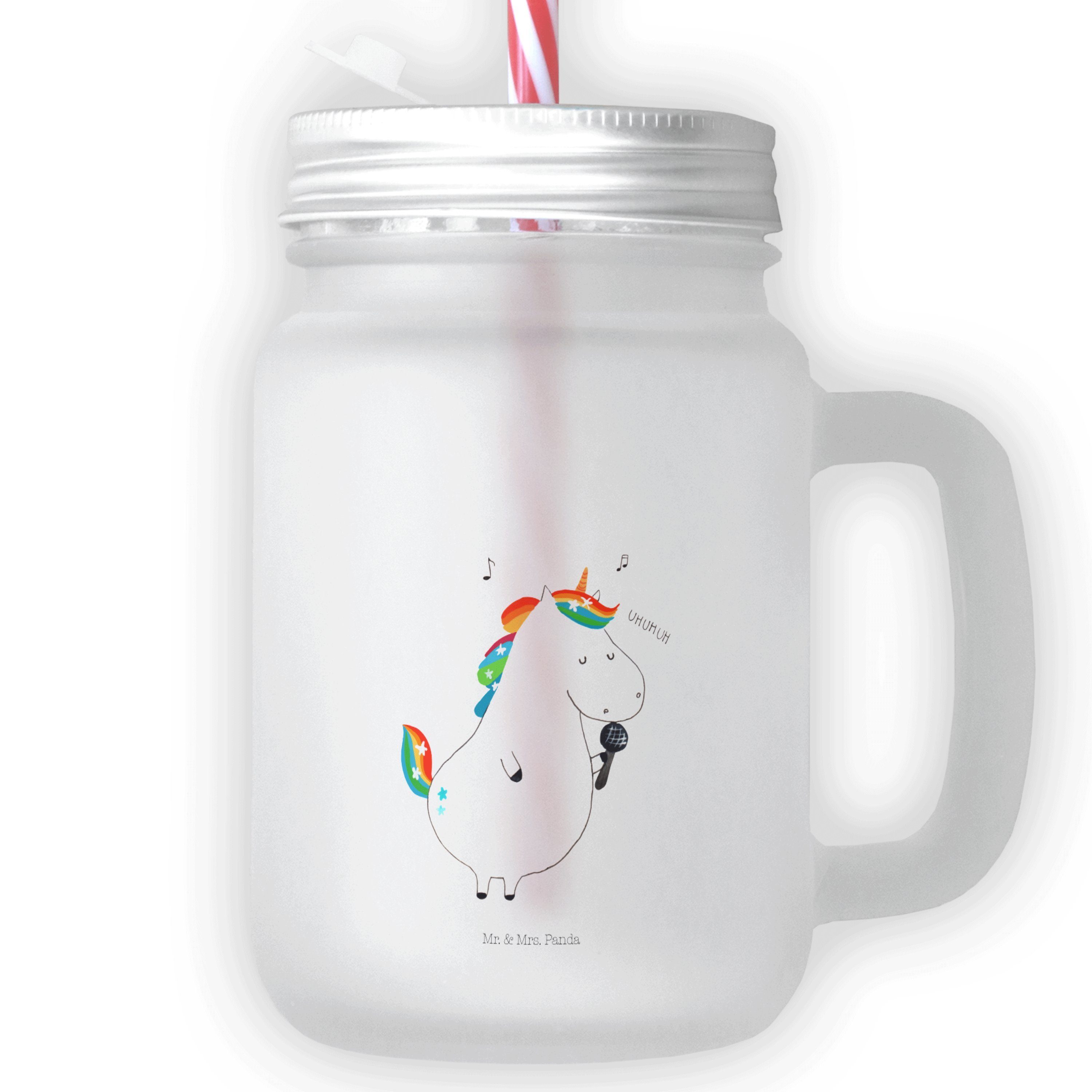 Mr. & Premium - Geschenk, Sommerparty Einri, Jar, Glas Sänger Mason Panda Mrs. - Transparent Einhorn Glas