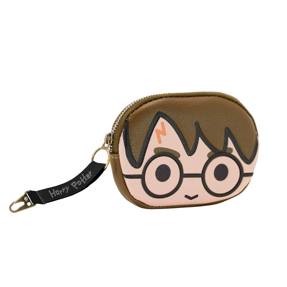 Karactermania Mini Geldbörse Harry Potter Portemonnaie Portmonee kleiner Geldbeutel Anhänger, Reißverschlussschieber mit Haken zum Aufhängen