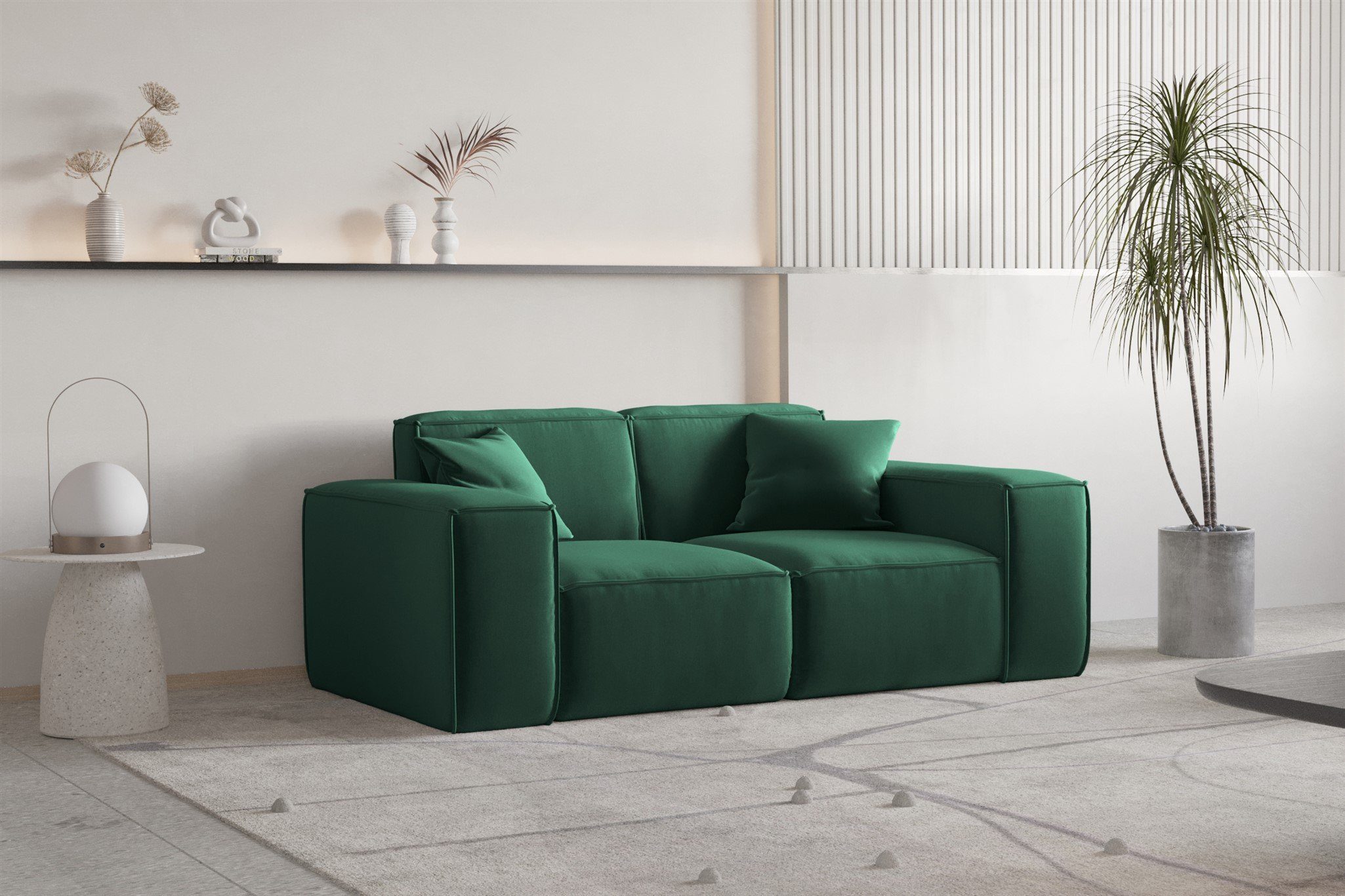 und Polstergarnitur 1 2 (Inkl. Fun Zierkissen) Sofa CELES Rückenkissen, PREMIUM, 2-Sitzer Inkl. 2-teilig Chaiselongue Möbel Sofa-Set