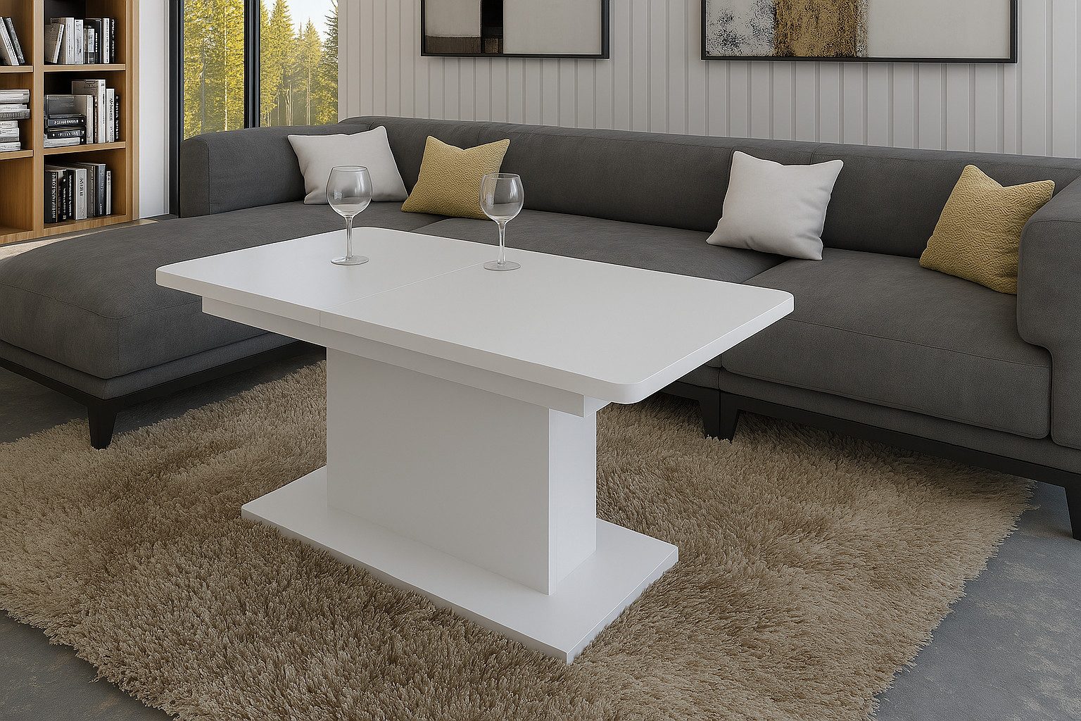 designimpex Couchtisch DC-1 Weiß matt stufenlos günstig online kaufen
