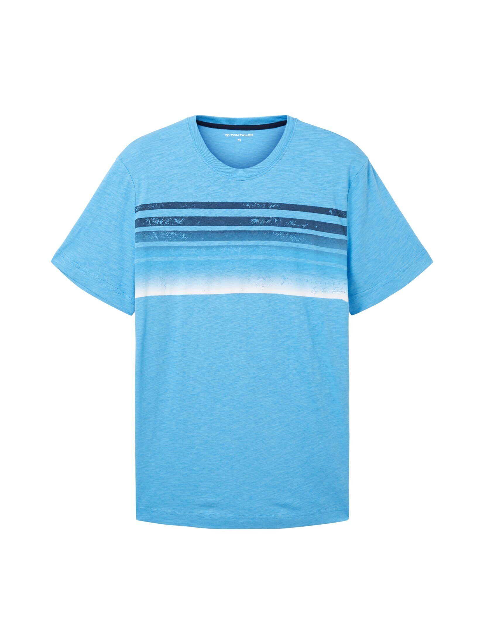 sky Print TOM mit T-Shirt T-Shirt rainy TAILOR blue