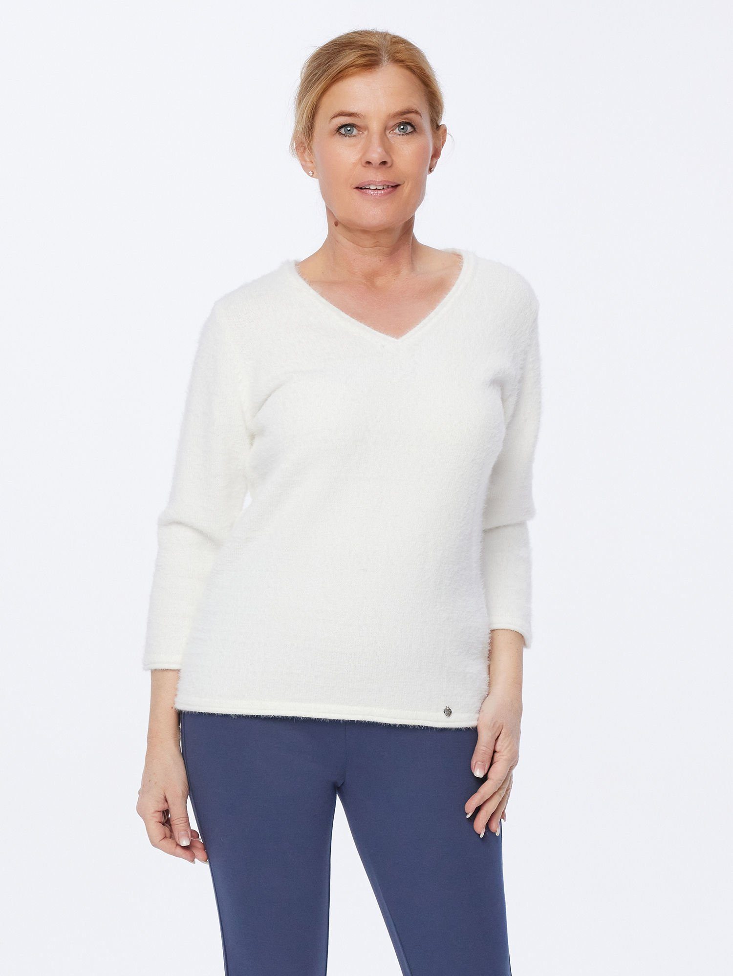 Strickpullover V-Ausschnitt-Pullover figurbetont