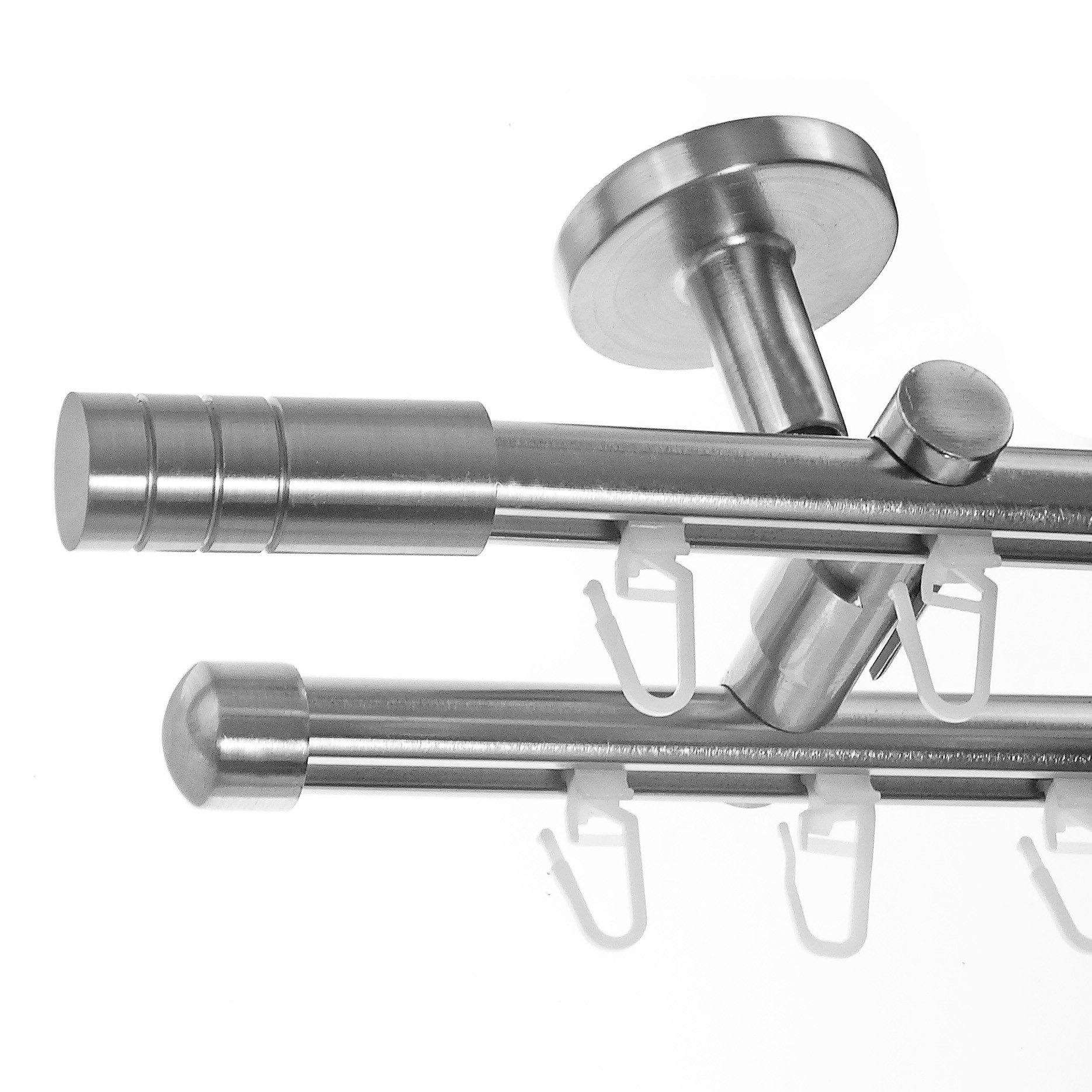 BASIT Gardinenstange Innenlauf 16 mm mit Deckenträgern 120 cm E28, Ø 16 mm, 2-läufig, verschraubt, Aluminium, D80 120 cm E28 Zylinder