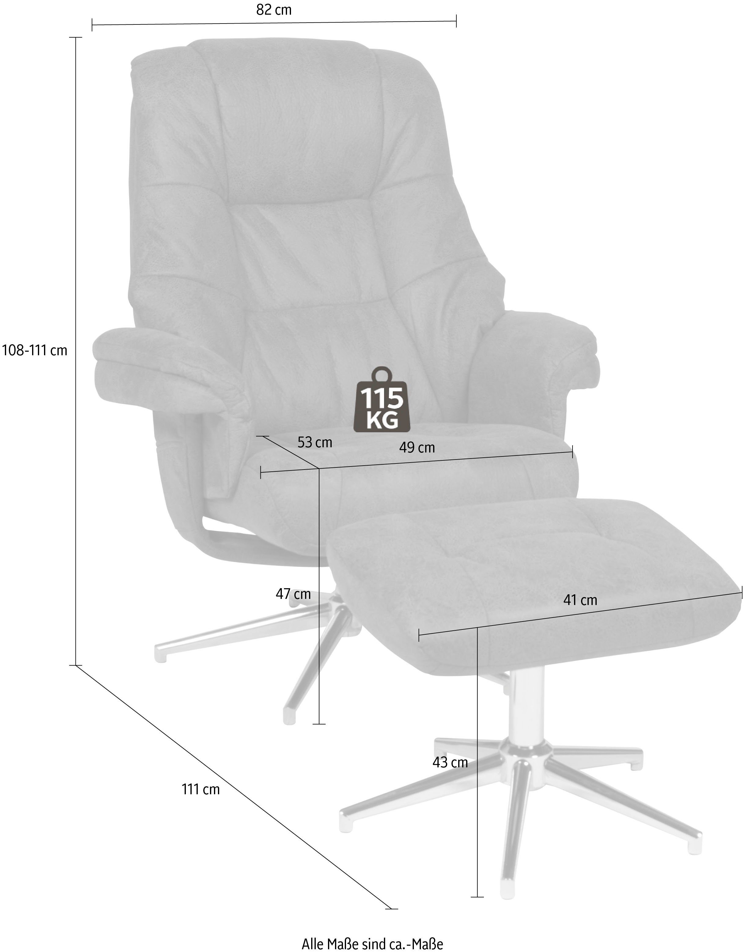 Duo Collection TV-Sessel Burnaby, mit drehbar anthrazit und Relaxfunktion, 360 Grad Hocker