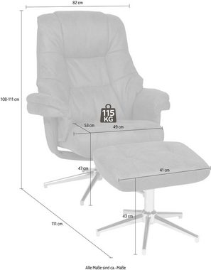 Duo Collection TV-Sessel Burnaby, mit Hocker und Relaxfunktion, 360 Grad drehbar