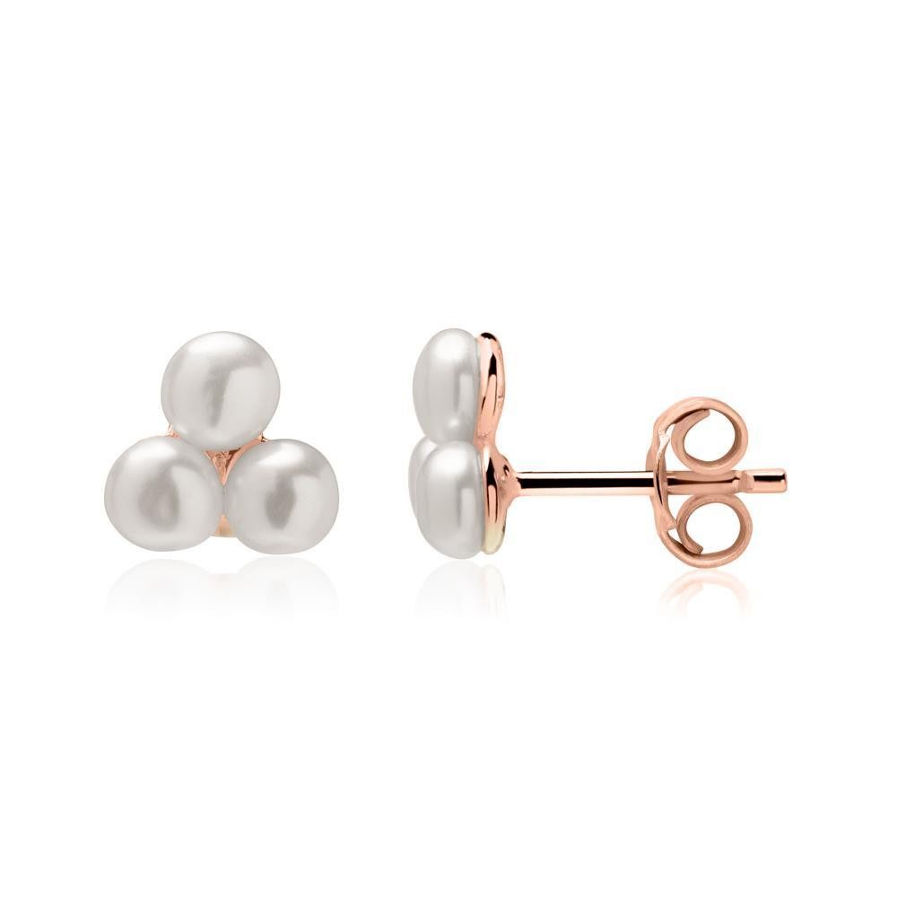 Unique Perlenohrringe Triangel Ohrstecker mit Perlen aus rosévergoldetem 925er Silber SE0956