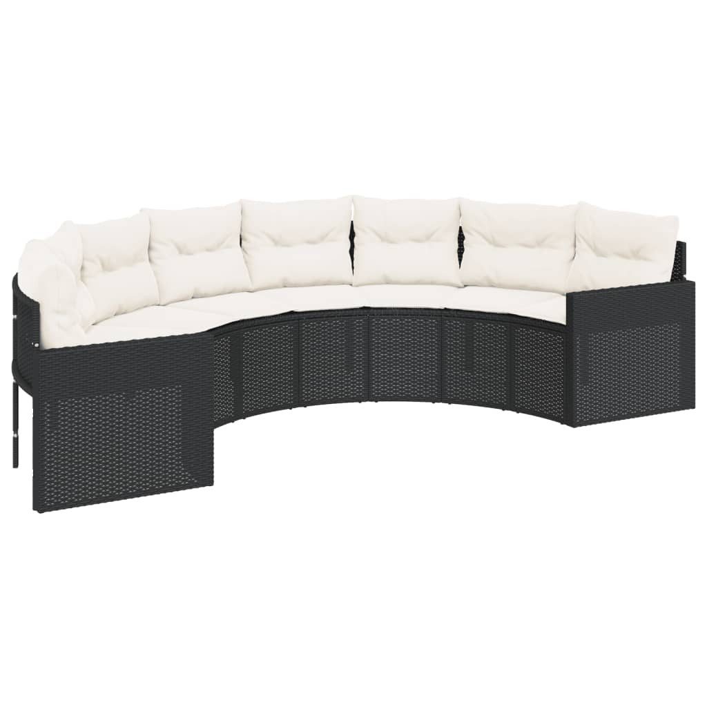 vidaXL Loungesofa 3-tlg. Garten-Sofagarnitur Halbrund Schwarz Poly-Rattan, 1 Teile
