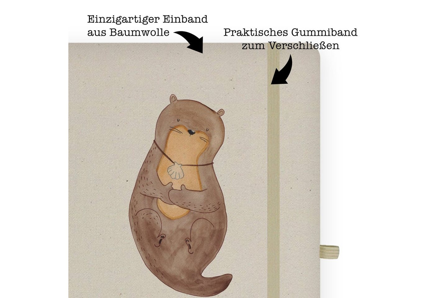 Thumbnail - Mr. & Mrs. Panda Notizbuch Otter Muschel - Transparent - Geschenk, Skizzenbuch, niedlich, grübel Mr. & Mrs. Panda, Kreat...