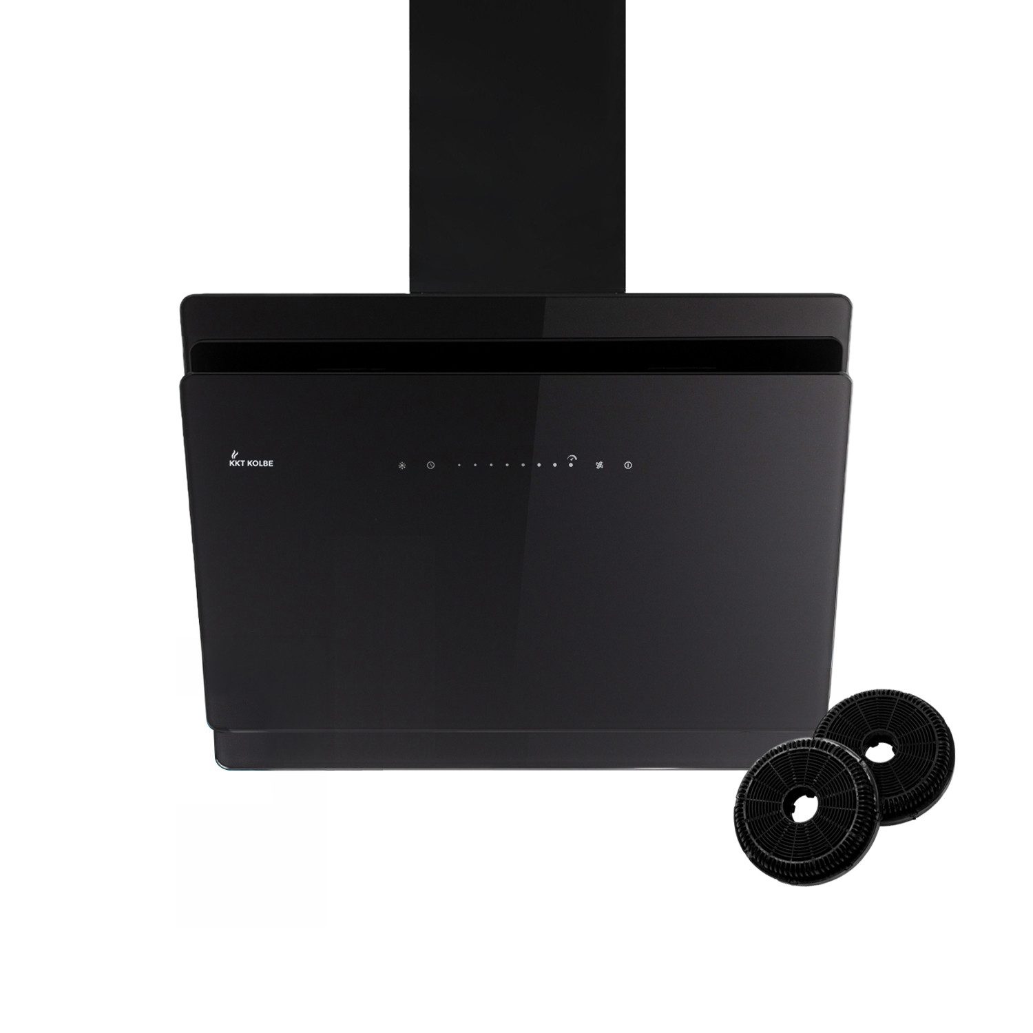 KKT KOLBE Wandhaube Dunstabzugshaube 60cm SOLO6005SM RGBW Ambientebeleuchtung Kopffrei / 60cm / Smarte WiFi-App / Schwarz / Glas / Schräghaube