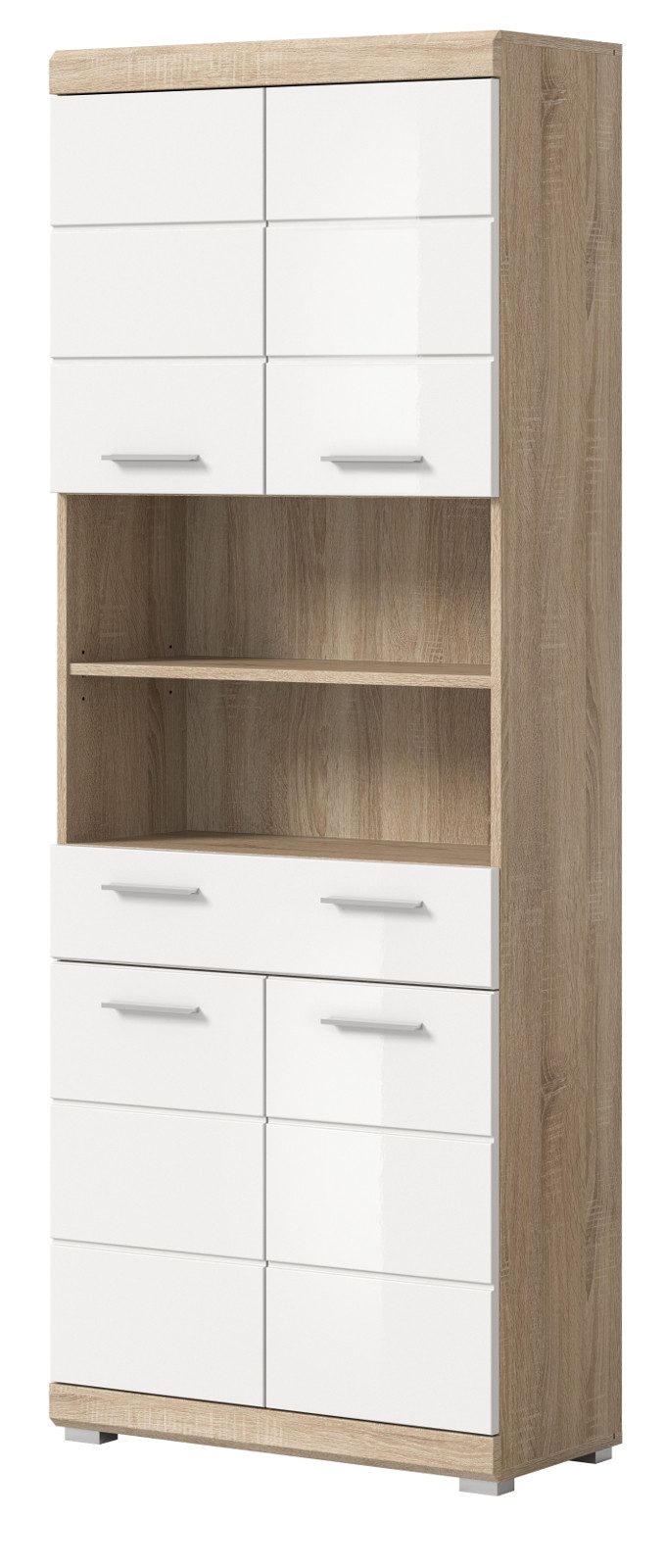 Inn.Furn Hochschrank Mambo (Badschrank in weiß Hochglanz und Eiche, 4-türig günstig online kaufen