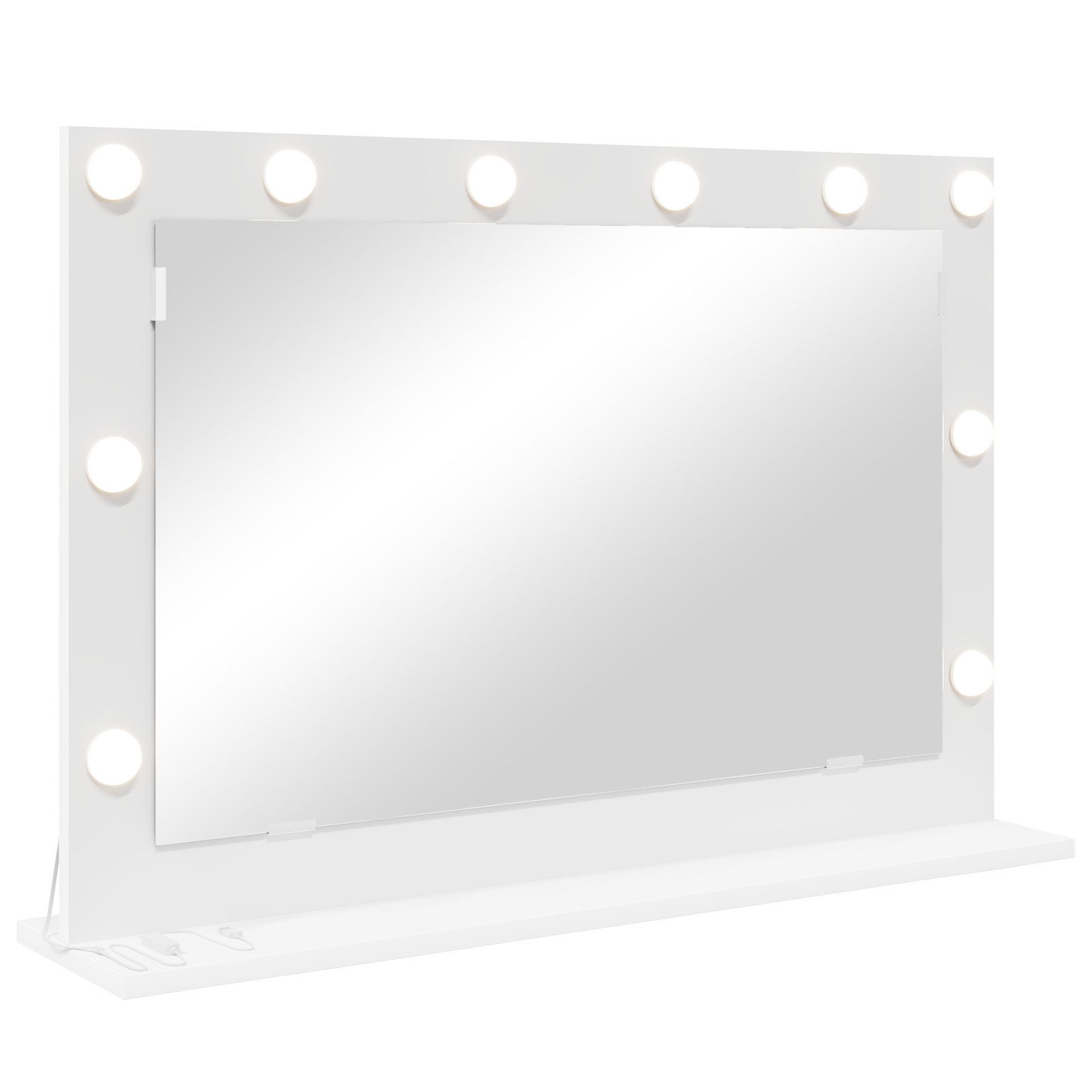 Spiegel Schminkspiegel mit LED-Lichtern Weiß 80x55x18 cm