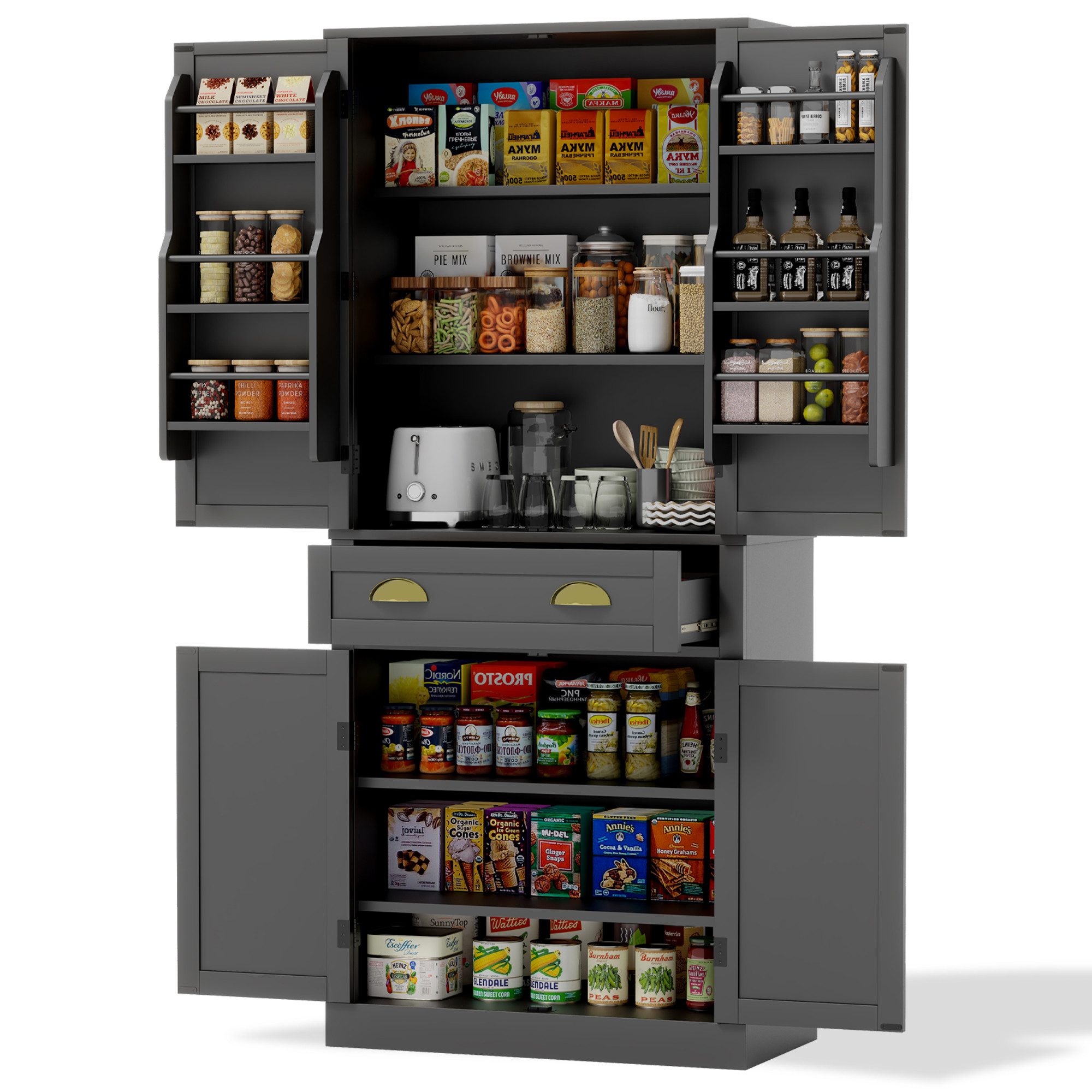 REDOM Hochschrank Aufbewahrungsschrank,Sideboard (mit 4 Türen günstig online kaufen