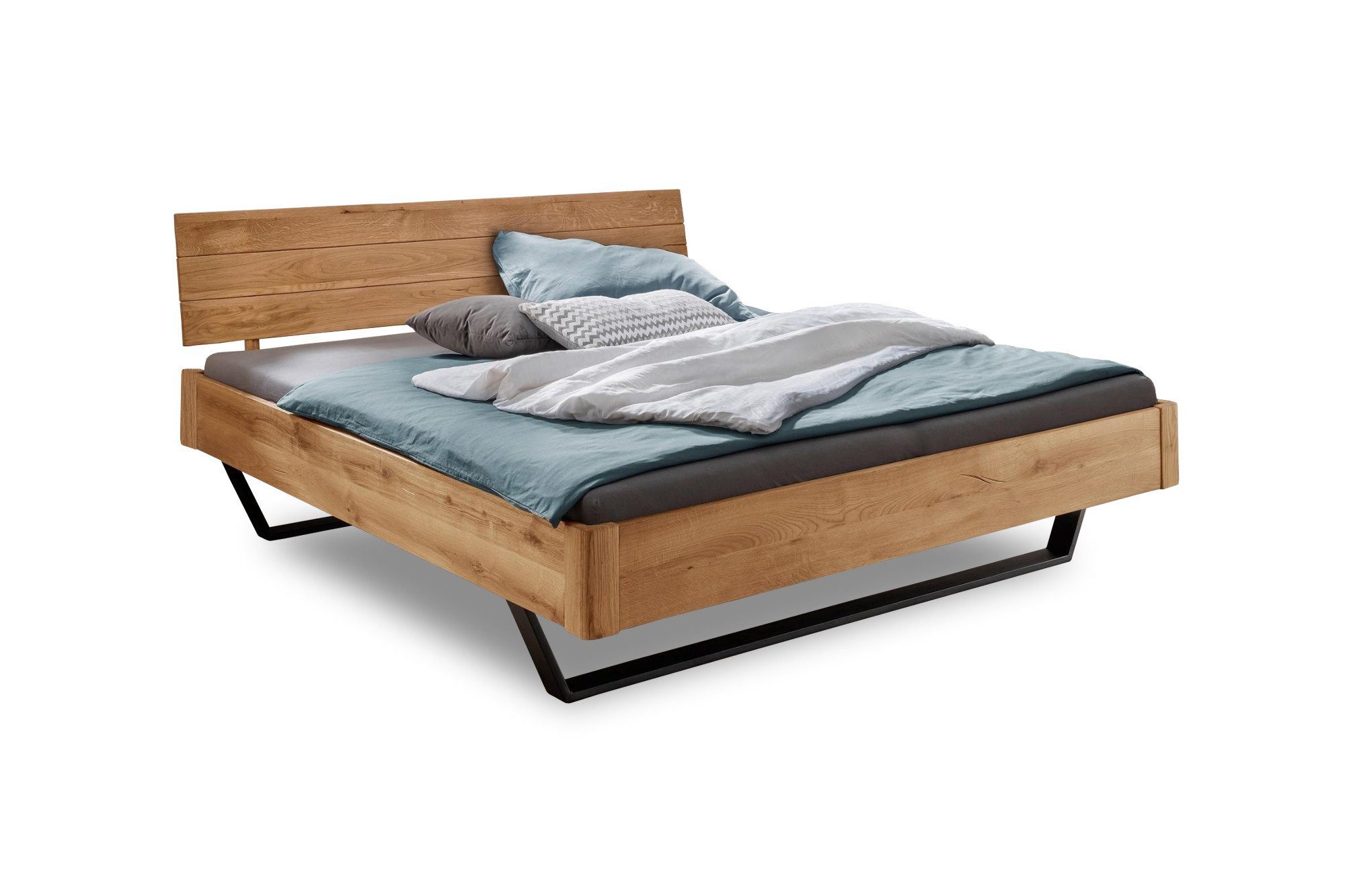 Main Möbel Massivholzbett Doppelbett 'Mona II' 200x200cm Wildeiche geölt