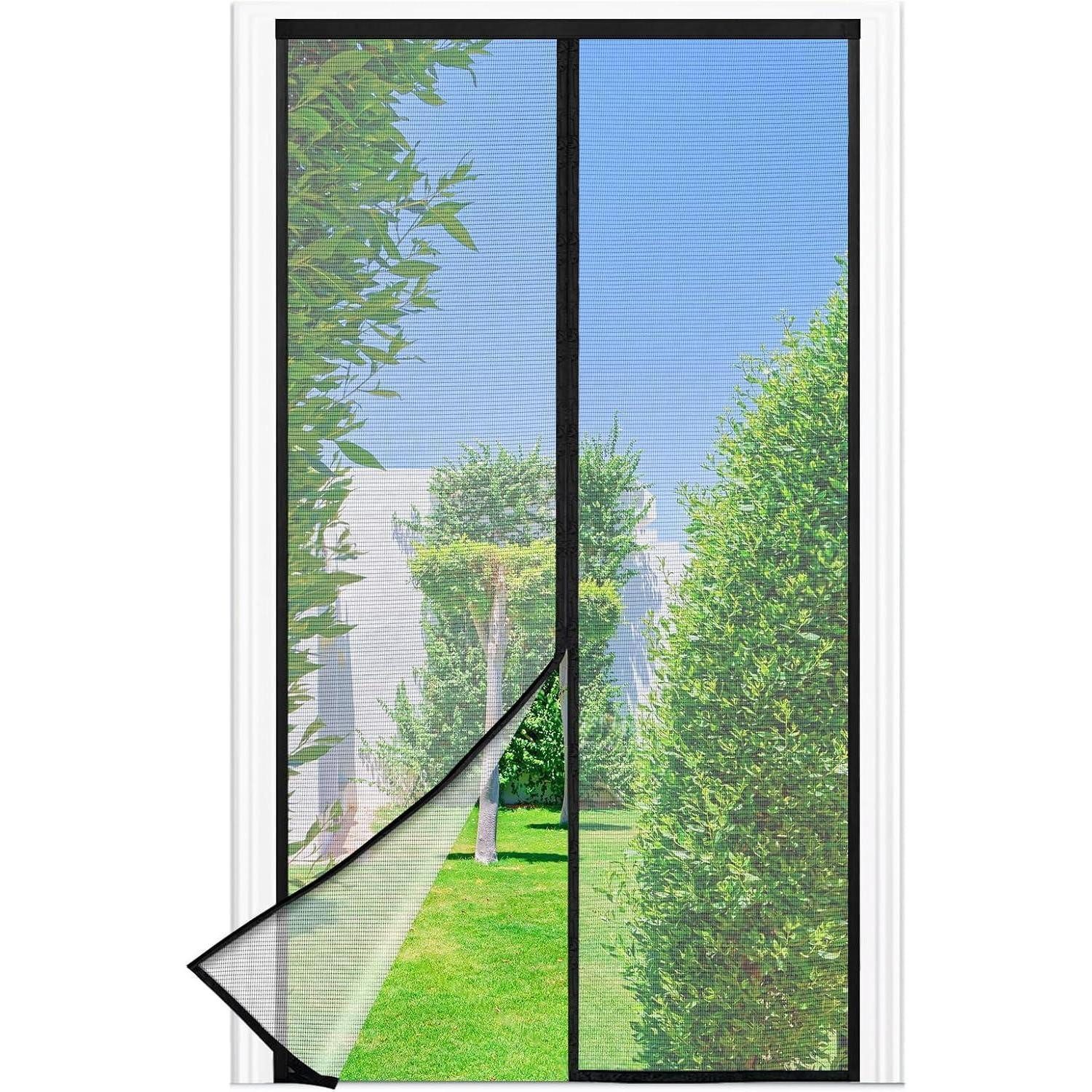 LuxusKollektion Moskitonetz Fliegengitter Balkontür Magnet Klettband 80x190cm 80*190cm Schwarz