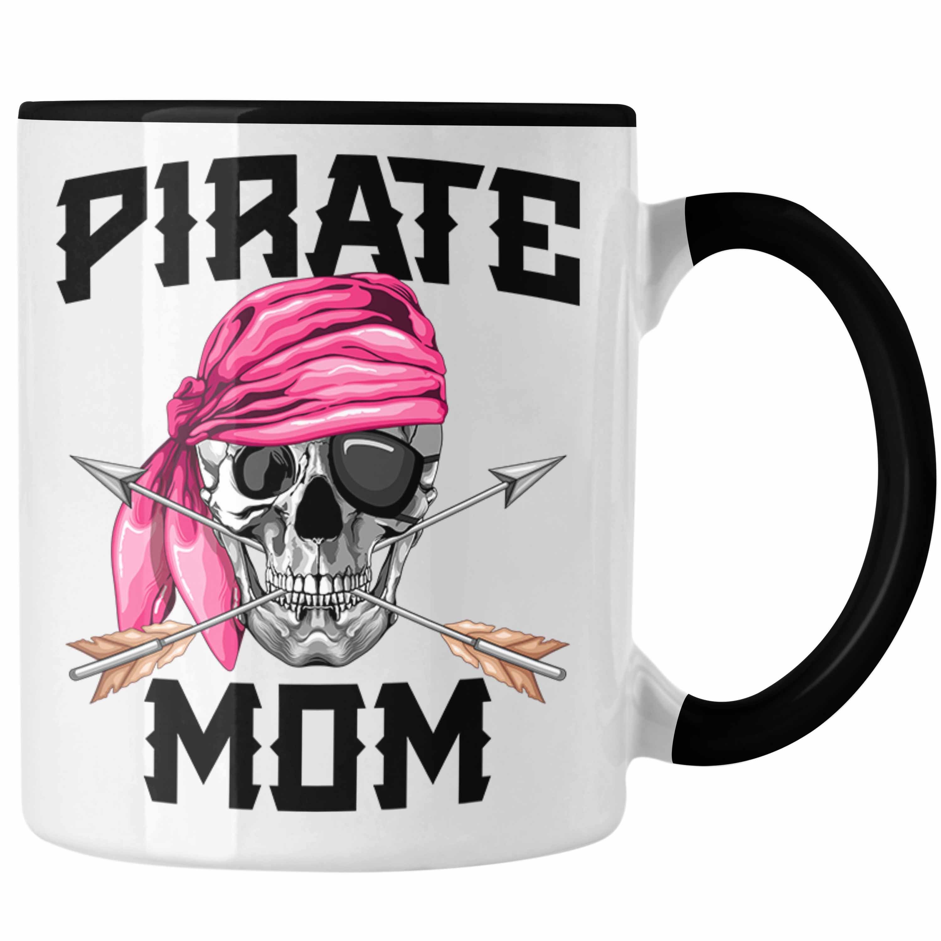 Trendation Tasse Pirate Mom Tasse Geschenk Muttertag für eine Piraten Mutter Schwarz