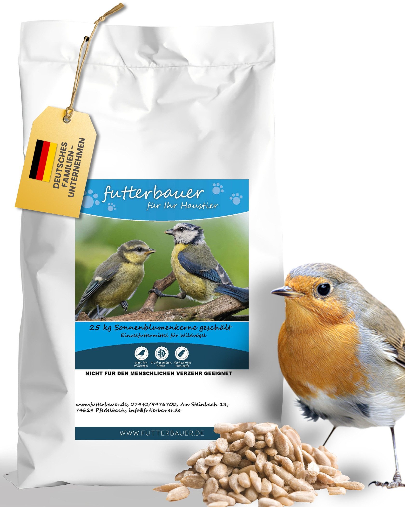 futterbauer Futterbauer 25 kg Sonnenblumenkerne geschält Vogelfutter, für: Vogel