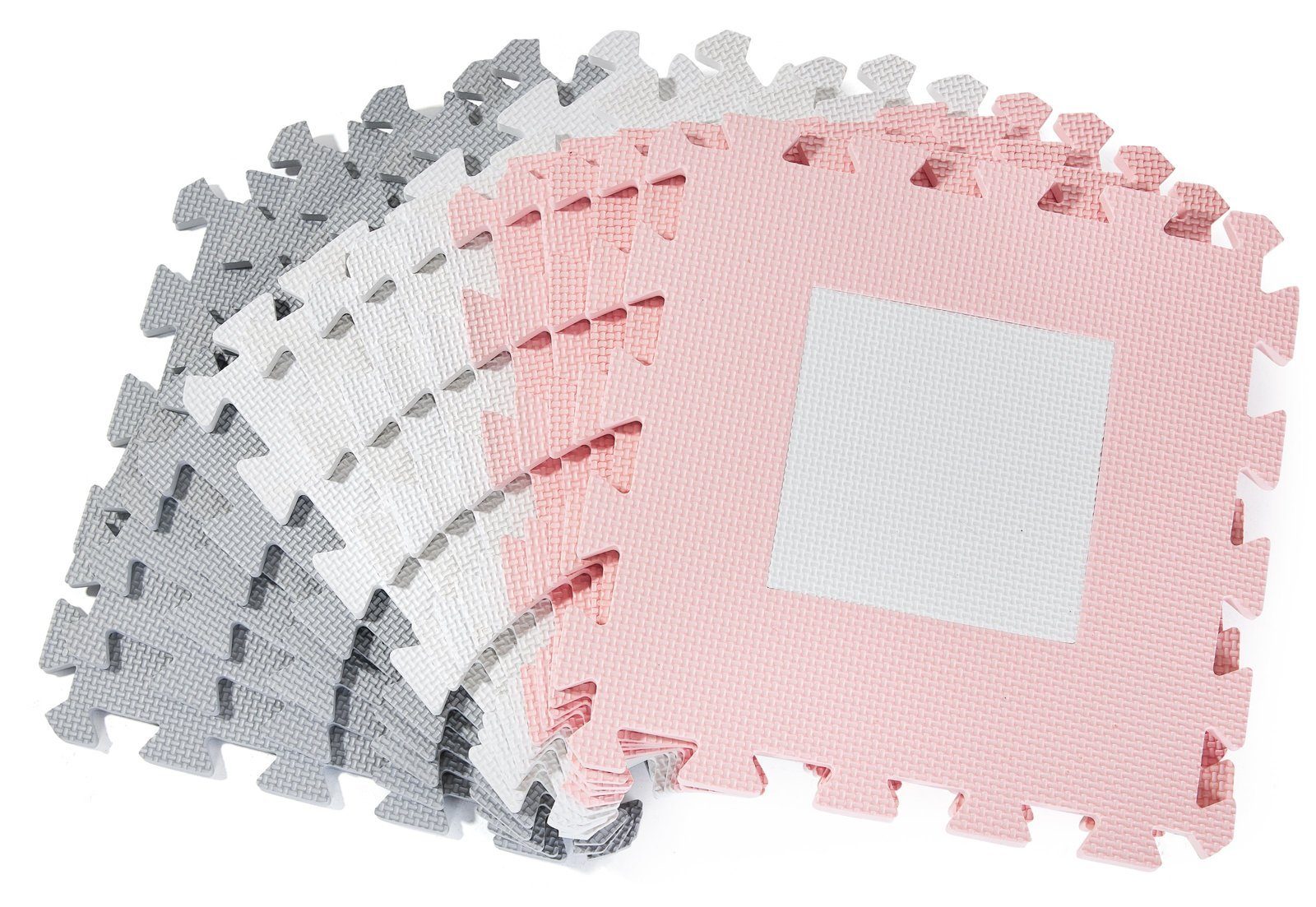 Moby-System Laufstall Schaumstoff-Puzzlematte XL 150 x 150 x 1 cm mit Rand, Rosa (16-tlg) – Bild 5 von 5